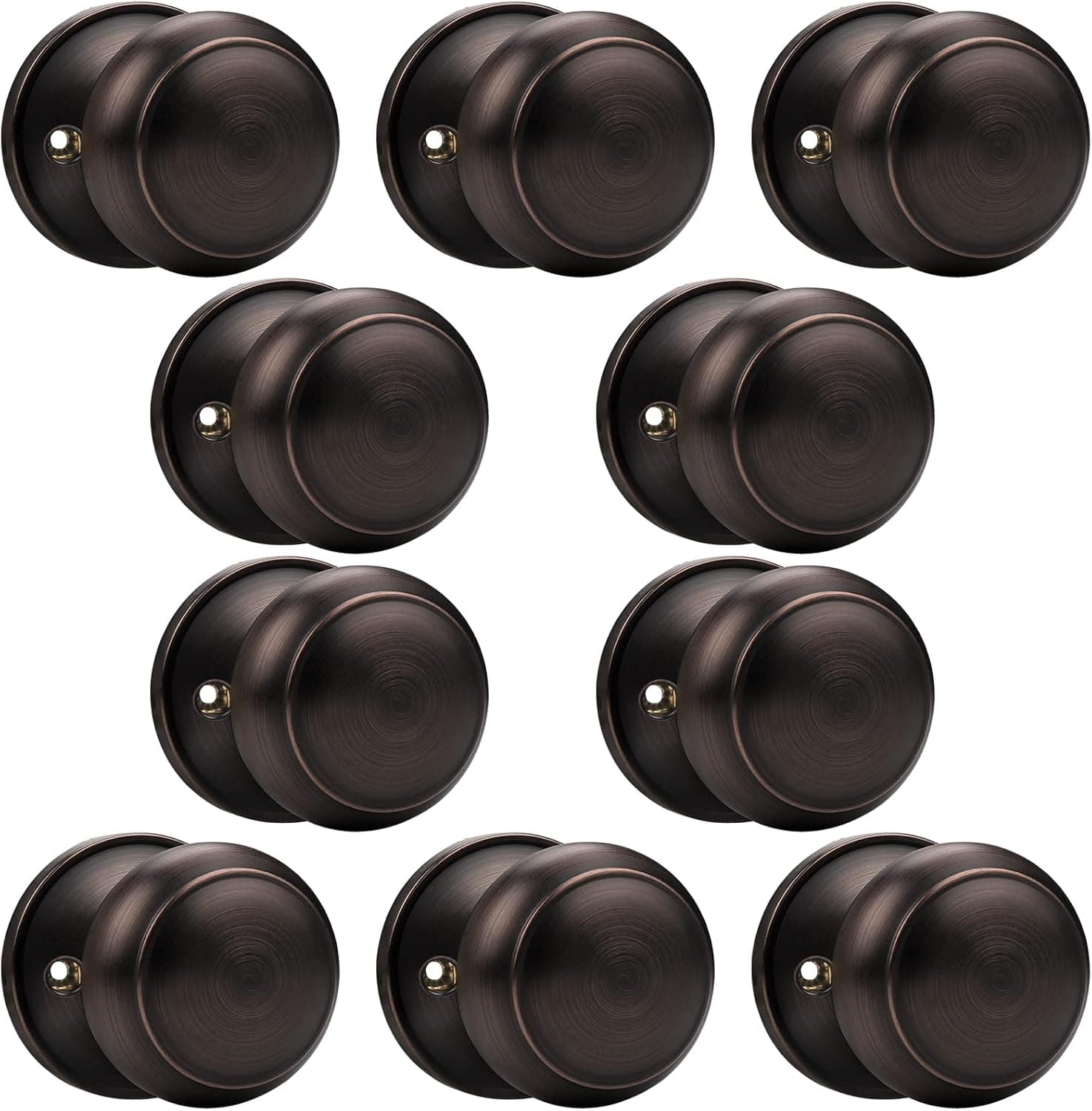 Probrico Flat Ball Single Dummy Door Knobs Non-Turning Interior Door Handles, Oil Rubbed Bronze, 10 Pack