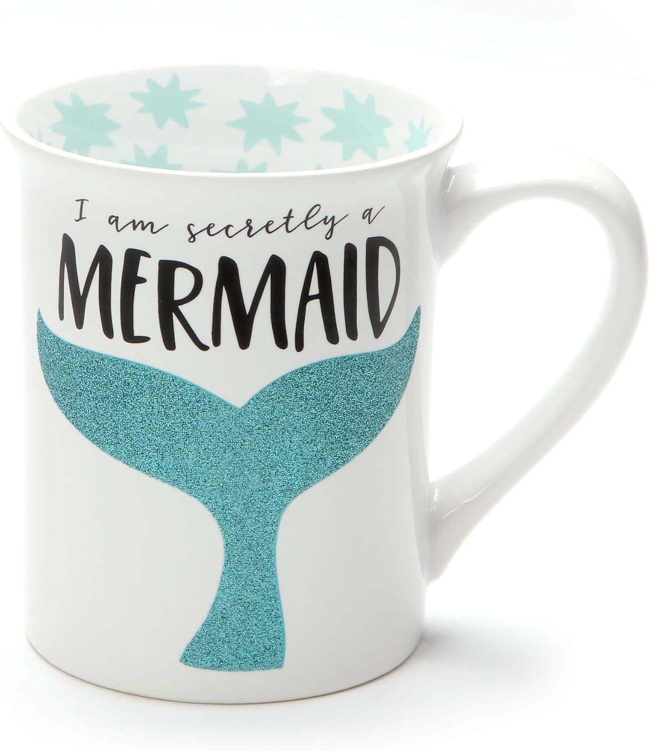 Secretly a Mermaid Blue Tail 16 Ounce Glitter Ceramic Coffee Mug