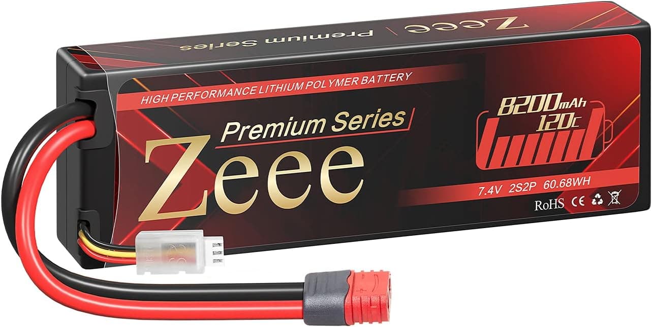 Zeee Premium Series 2S Lipo Battery 7.4V 8200mAh 120C Hard Case Battery Deans T Connector with Housing for RC Car Truck RC Truggy RC Boat Helicopter