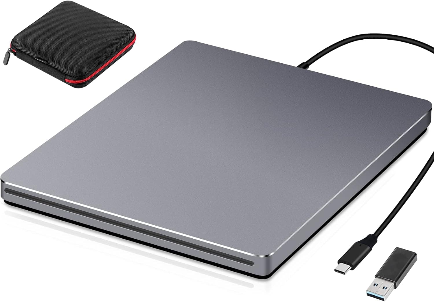 Guamar External CD/DVD Drive,USB 3.0 Type C CD DVD +/-RW Burner CD ROM External Drive Slim Optical Disk Reader Writer DVD Player for Laptop PC Desktop Mac Windows 11 MacBook Computer