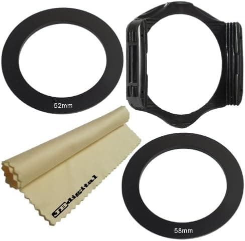 (58MM , 52MM) Adapter Rings & Filter Holder for COKIN P Series System + Super Fine JB Digital Microfiber Lens Cleaning Cloth