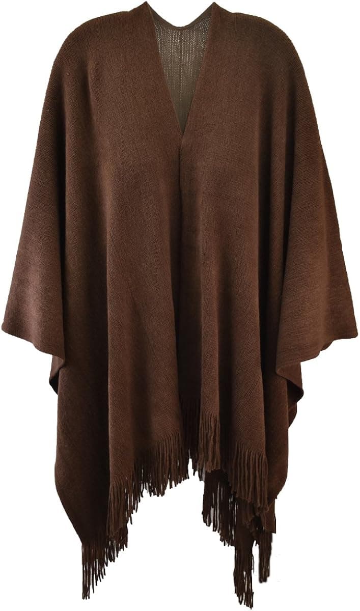 Modadorn New Basic Solid Winter Ruana Fringe Women's Fashion, Shawl & Accessories