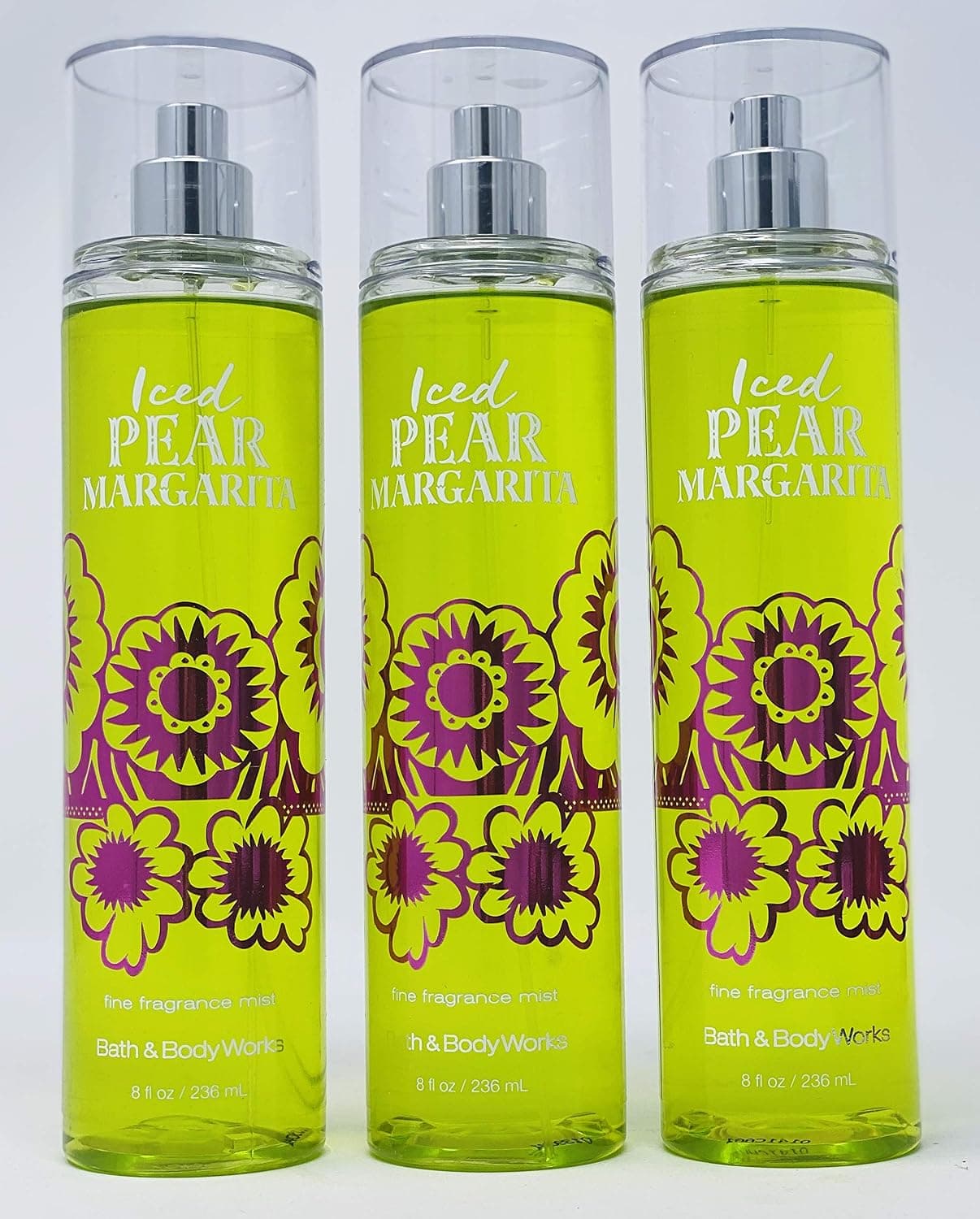 Lot of 3 Bath & Body Works Ice Pear Margarita Fine Fragrance Mist 8 oz (Iced Pear Margarita)