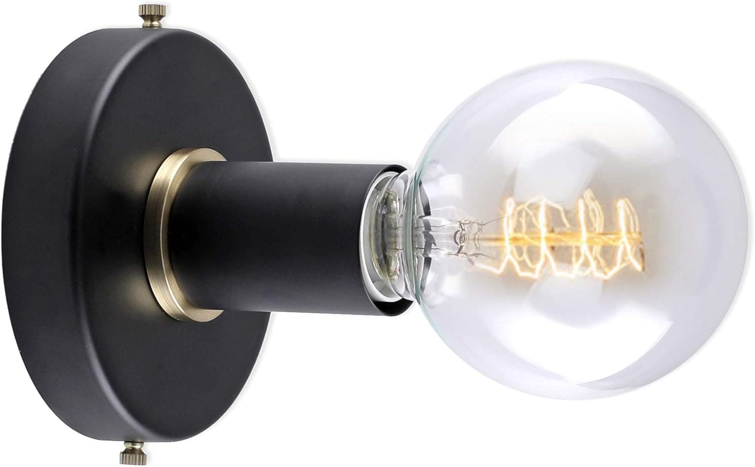 BRIGHTTIA Matte Black Simple Ring Wall Sconce Light - Modern Minimalist Bathroom Vanity and Hallway Lighting - Mid Century Industrial Exposed Bulb Wall Lamp - Flush Mount Fixture (BC0005-1B)