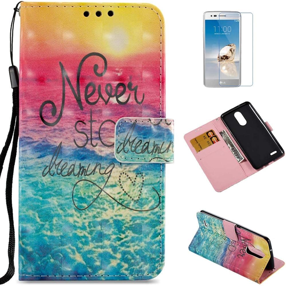 mellonlu LG Aristo Case, LG LV3 Case, LG K8 2017 Case, Premium PU Leather Wallet Case [Card Holder] [Magnetic Closure] Kickstand Flip Fold Cover with Wrist Strap for LG Aristo