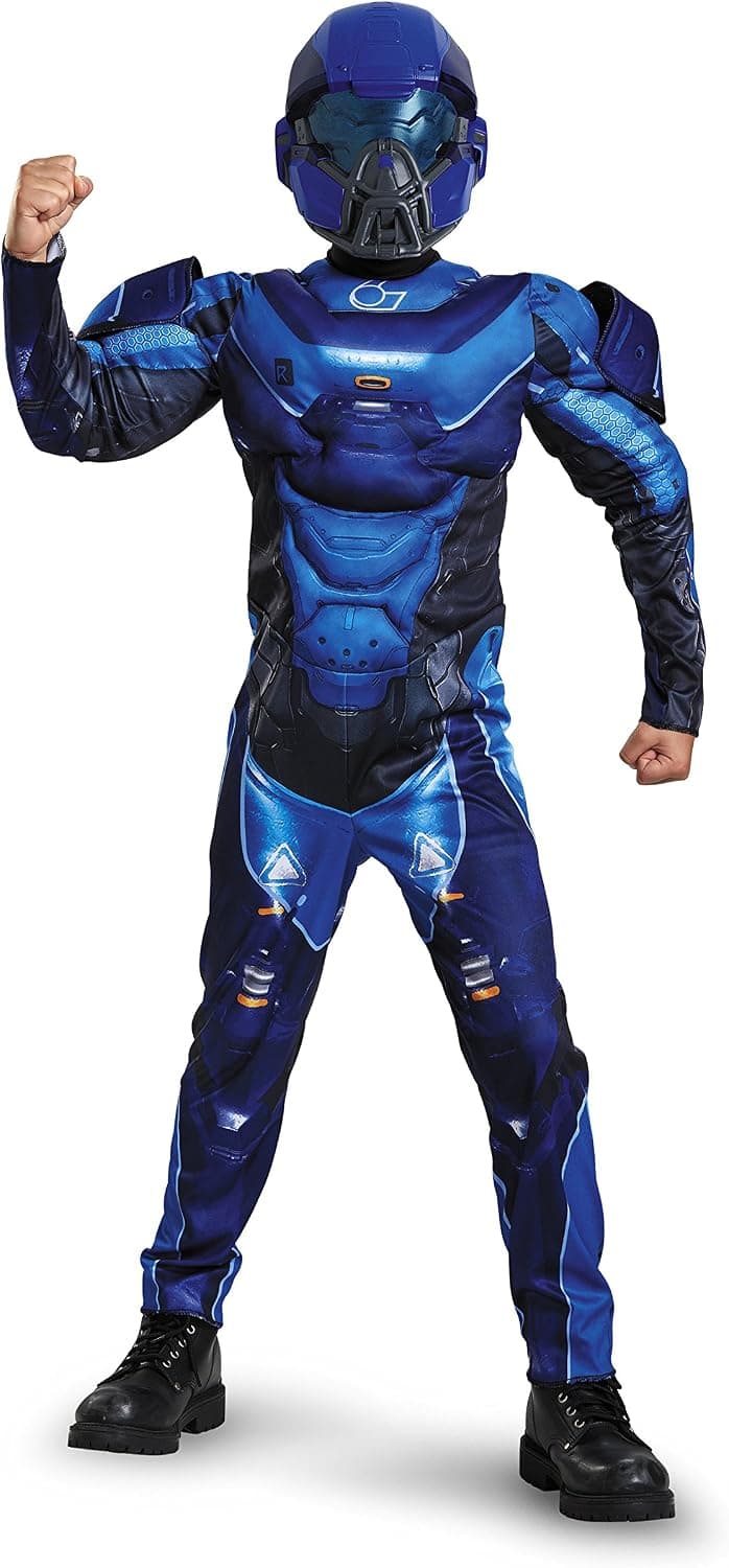 Disguise Blue Spartan Classic Muscle Halo Microsoft Costume