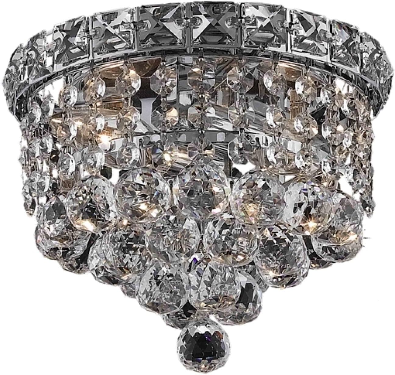 Elegant Lighting Tranquil Collection 2527F8C/RC 2-Light Flush Mount with Royal Cut Crystals, Chrome Finish