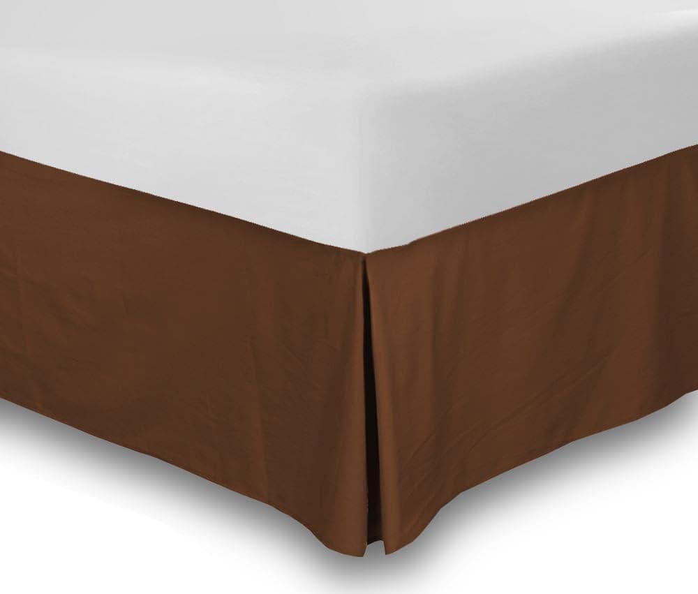 100% Combed Cotton Bed Skirt, Finest Quality Long Staple Fiber - Durable, Comfortable & Abrasion Resistant, Quadruple Pleated, Cotton Blended Platform By Utopia Bedding (Queen, Dark Brown)