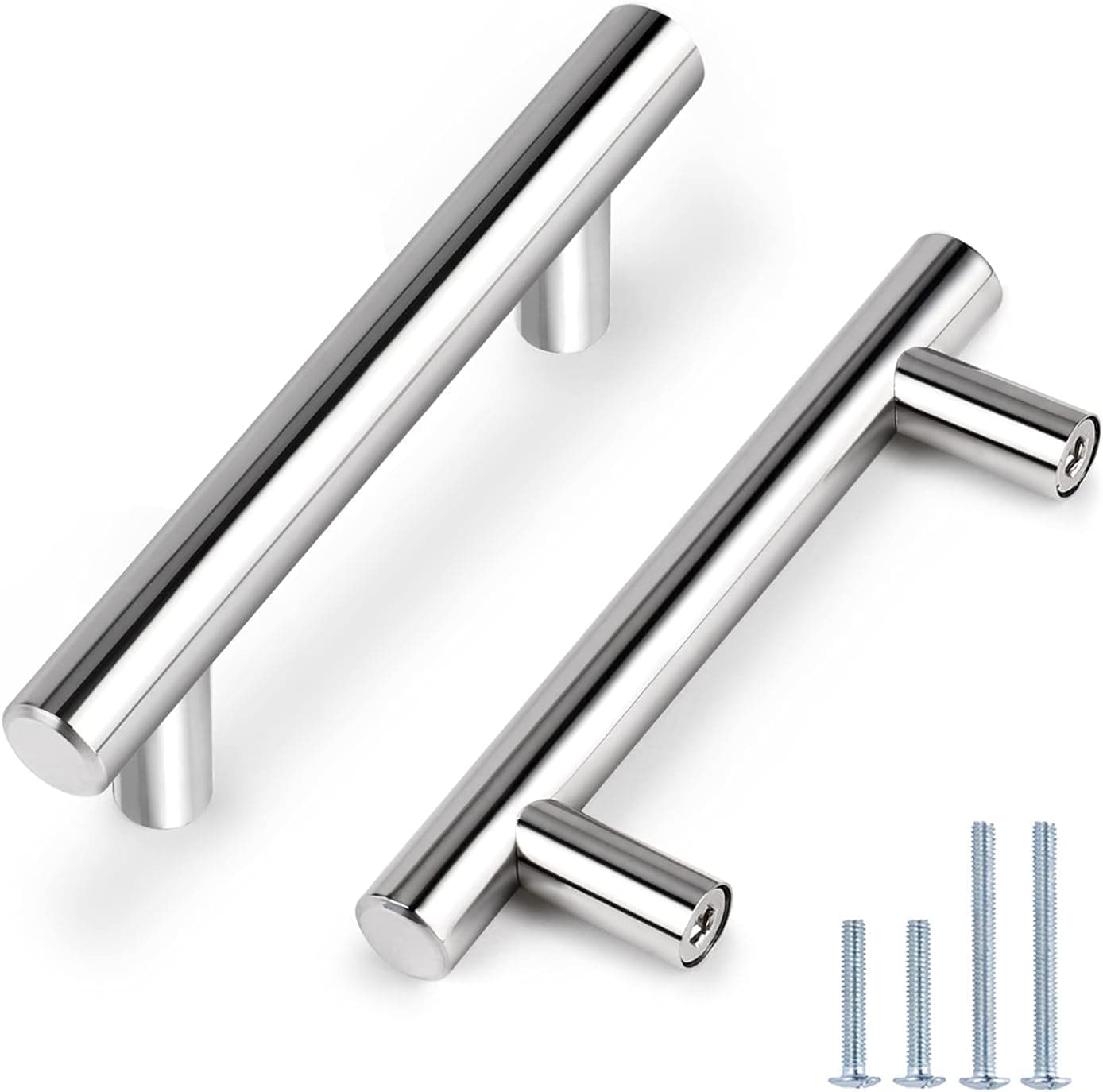 Probrico 20 Pack | 3 Inch Polished Chrome Cabinet Handles, 5 Inches Total Length Euro T Bar Handle Pulls, Stainless Steel Kitchen Cabinet Hardware Drawer Pulls