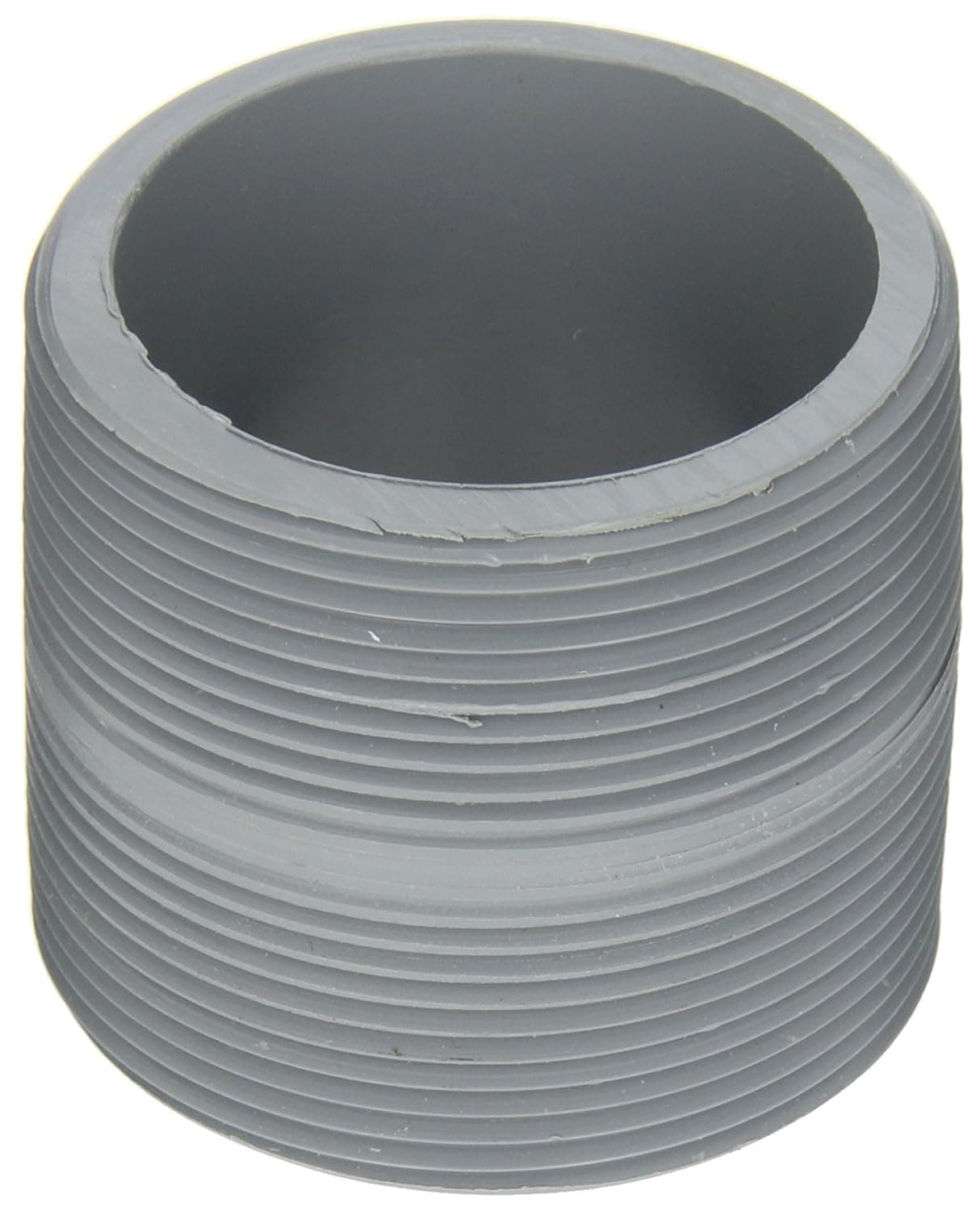 GF Piping Systems CPVC Pipe Fitting, Close Nipple, Schedule 80, Gray, 2" NPT Male, 2" Length
