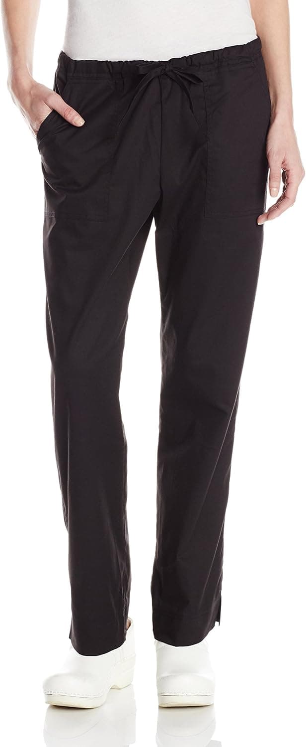 Cherokee Women's Mid-Rise Slim Drawstring Pant, Black, X-Small Petite