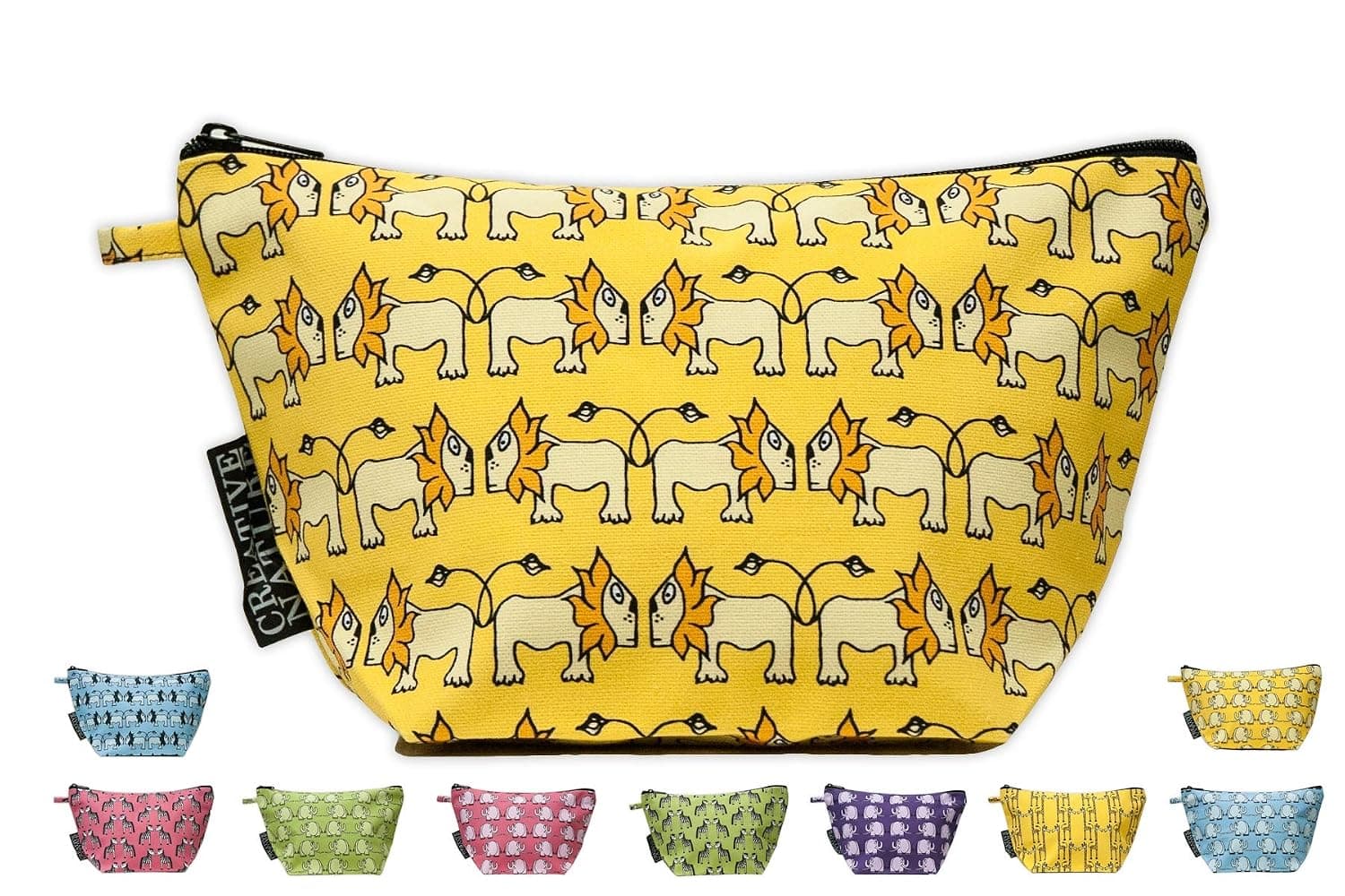 Creative Nature CUR|YEL LION|Canvas Toiletry Bag|Makeup Bags|Travel Toiletries|PersonalOrganizer Toiletry Bag|Toiletry Bags|Cosmetic Bag|Makeup Bag Large|Travel Bag Organizer|Skin care bag
