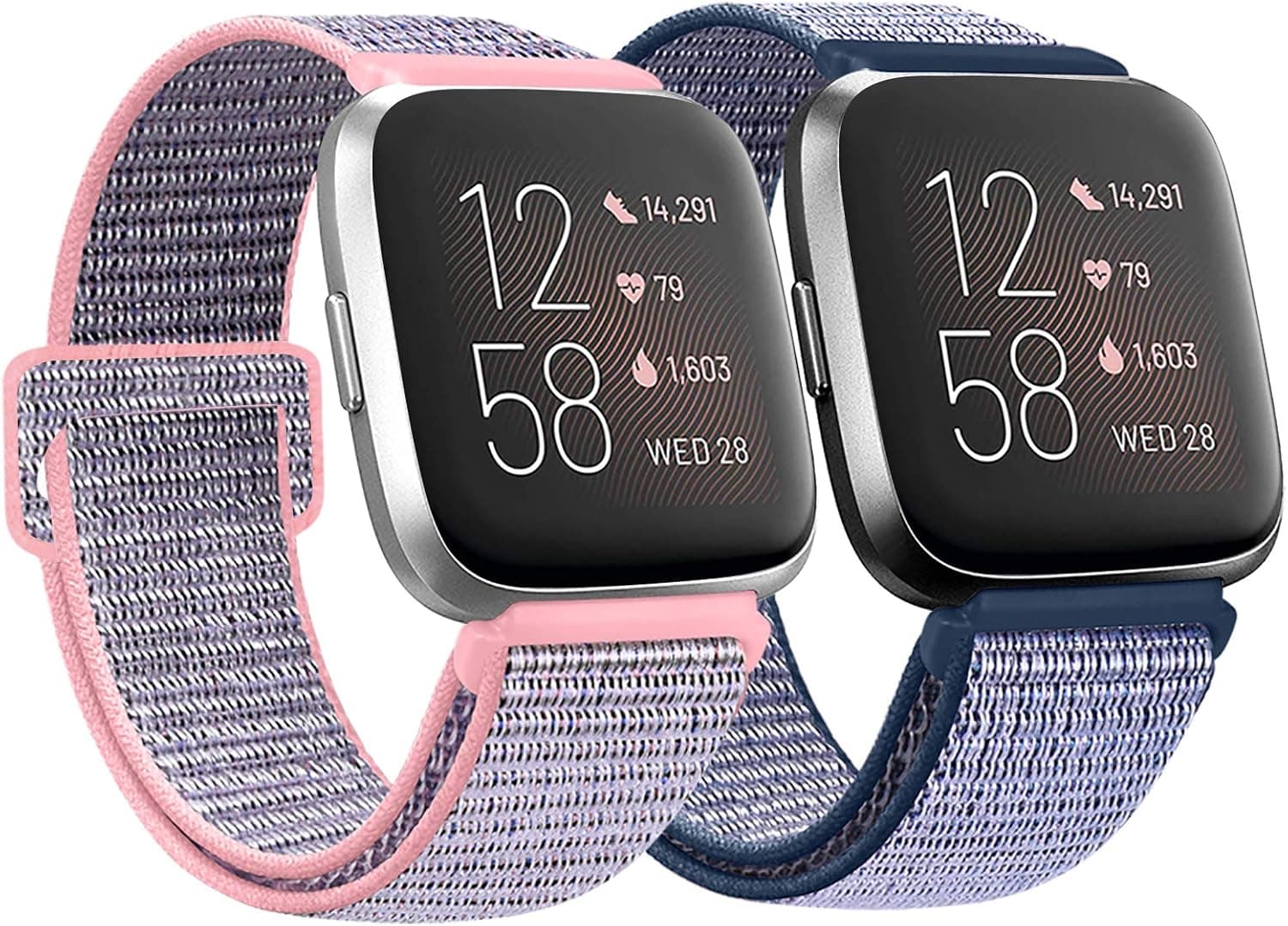 Nylon Bands Compatible with Fitbit Versa 2 Fitbit Versa Lite Fitbit Versa SE Fitbit Versa Bands, Soft Replacement Wristband for Women Men