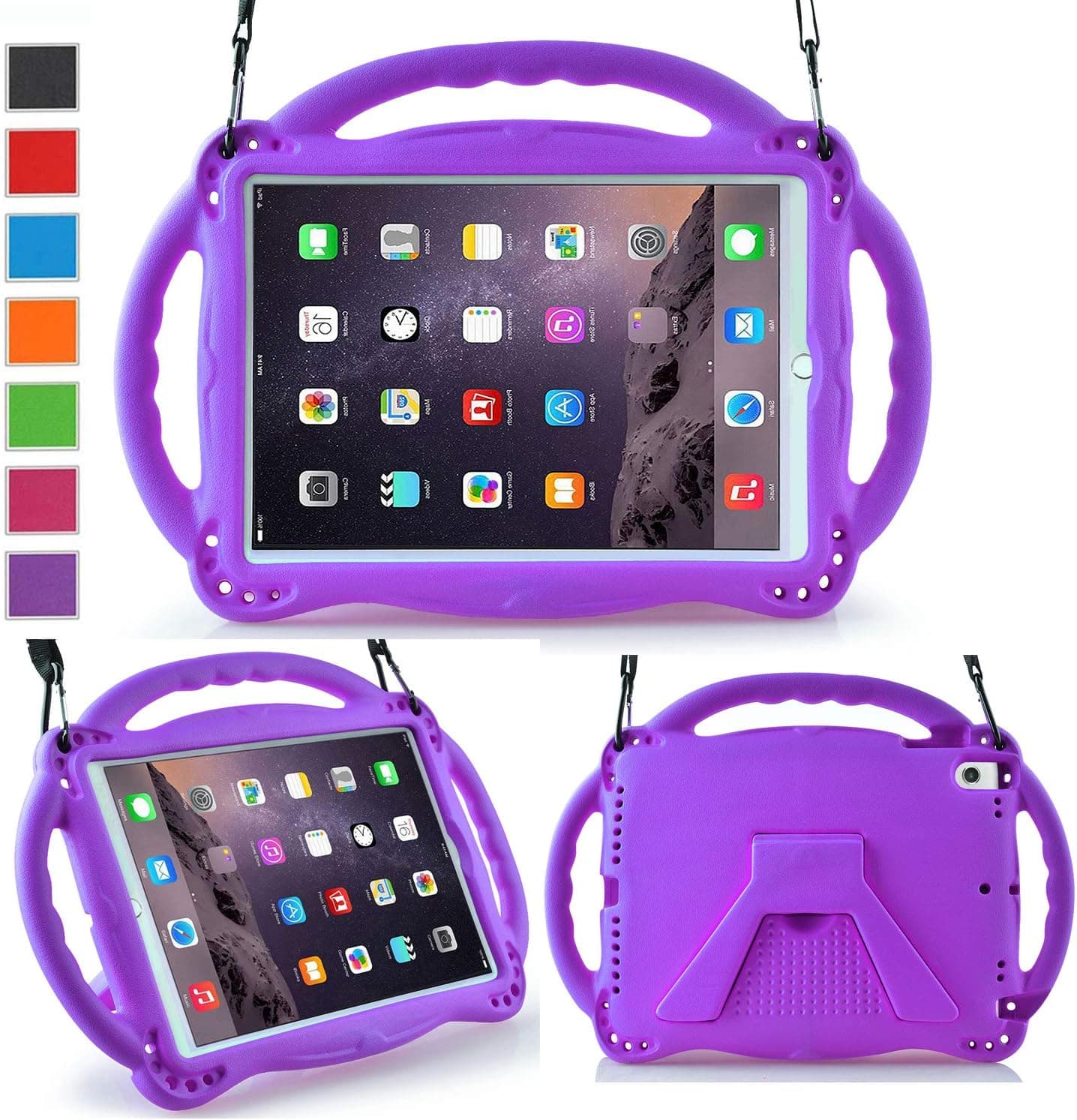 LTROP Compatible Kids Case Replacement for New iPad 9.7" 2017/2018, iPad Air, iPad Air 2 - Lightweight Handle Stand New iPad 9.7 (2017/2018) Case Cover/iPad Air Case/iPad Air 2 Case, Purple
