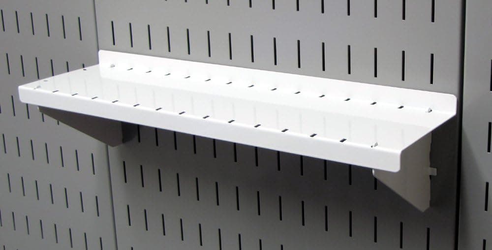 Wall Control Pegboard Shelf 4in Deep Pegboard Shelf Assembly for Wall Control Pegboard and Slotted Tool Board – White