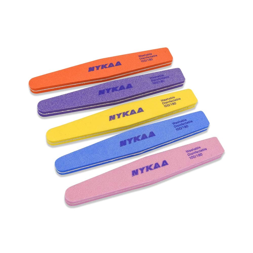 5 PCS Nail File and Buffers, 100/180 Grit Double Sides Sponge Nail file, Sanding Block Polish Washable File, Heavy Duty Nail Files for Acrylic/Natural Nails (NK-MSS001)