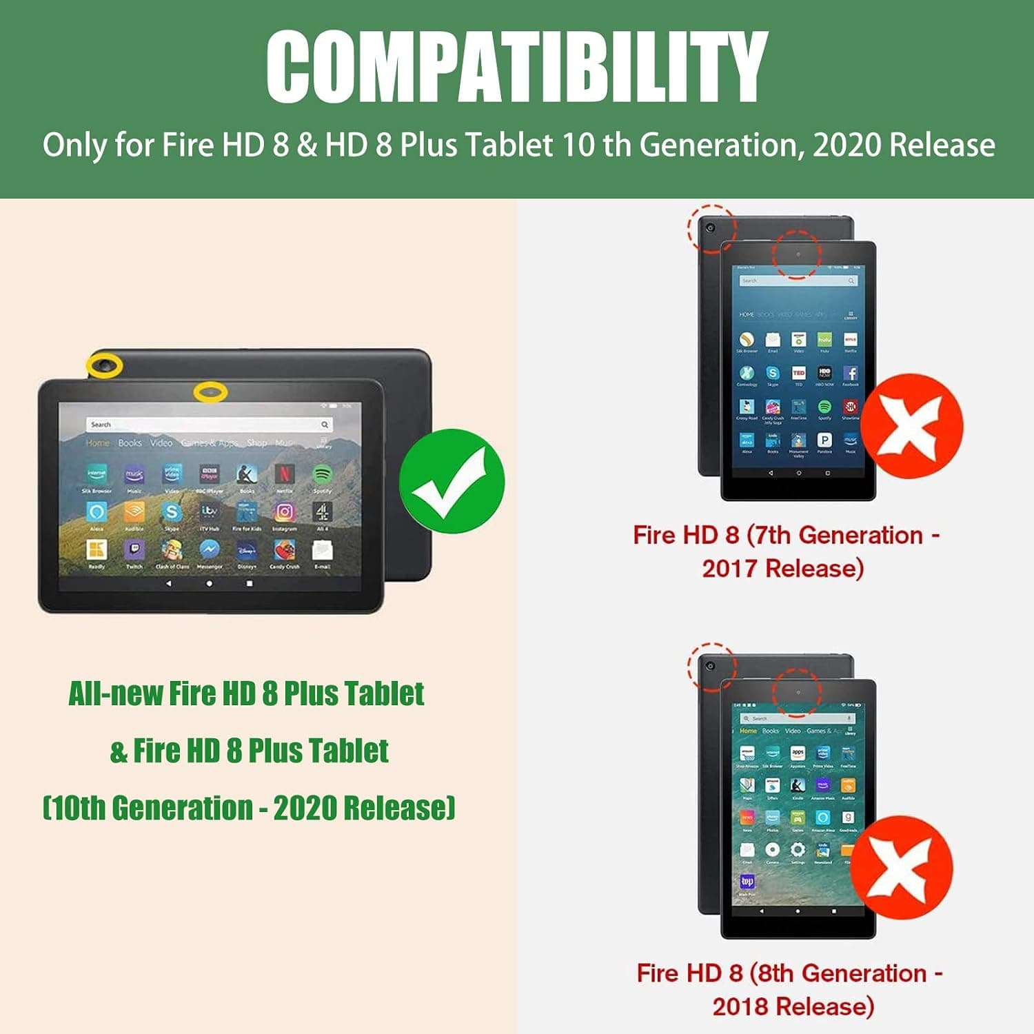 Amazon Kindle Fire HD 8 Tablet Case - All-New 8" Fire HD 8 Plus (10th Generation 2020 ) Heavy Duty Protective Cover Multi- Viewing Angles with Auto Sleep/Wake Smart Cases for 8 Inch Tablet