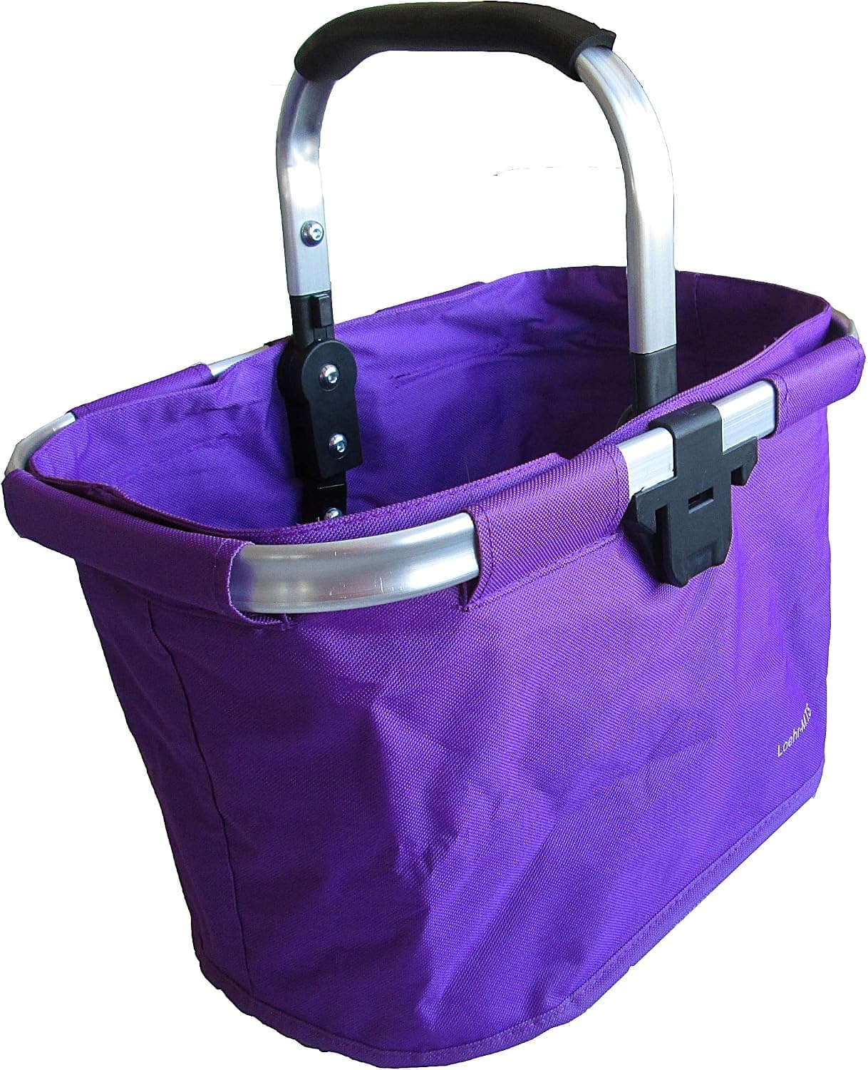 BIRIA Bicycle Basket LILA Purple Aluminum and Textile with Bracket - Dual Front Quick Release Basket, Removable, Padded Handle, Collapsible for Storage, LILA
