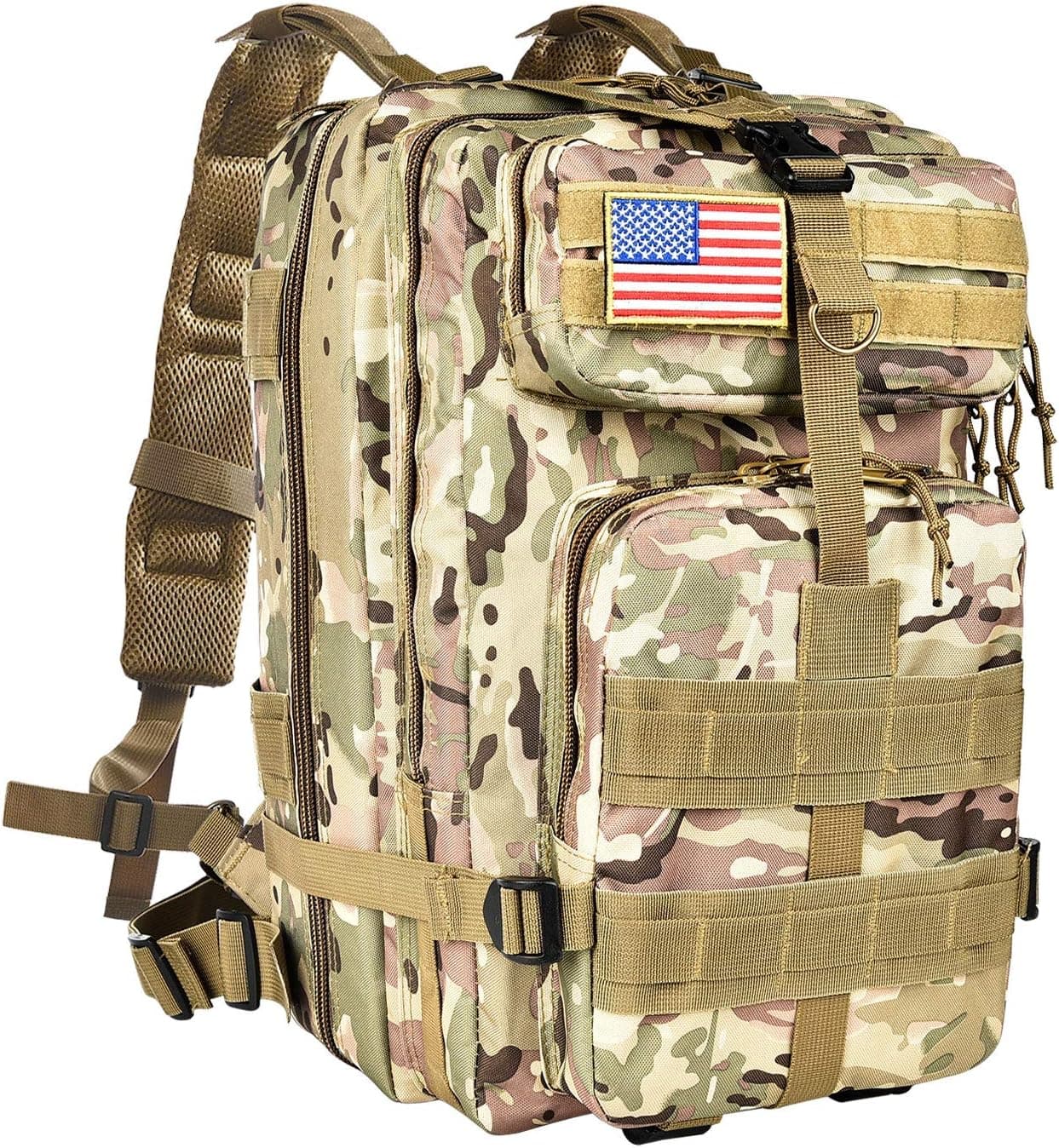 CVLIFE Outdoor Tactical Backpack Military Rucksacks for Camping Hiking Water Resistant Camouflage Medium Packs 40L(Multicam CP)