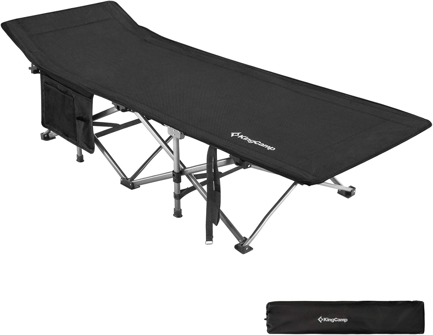 KingCamp Folding Camping Cot for Adults Heavy Duty Support to 440lbs, Large Size 82”x30” Study Portable Sleeping Cots for Camp Office Backyard Beach Use, Black