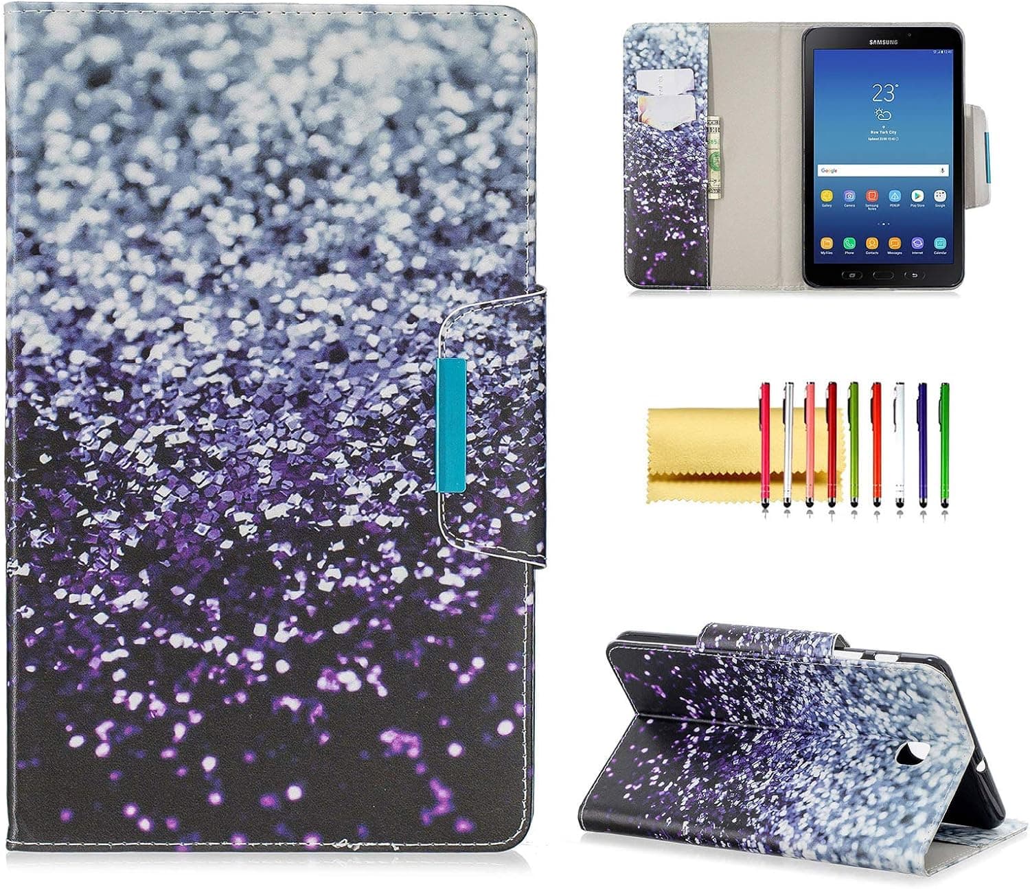Case for Samsung Galaxy Tab A 8.0 2018 Model SM-T387, Techcircle Slim Folding Cute Pattern View Stand Flip Protective Cover with Card Slots Pocket Holder for Tab A 8.0 T387 (2018), Colored Sand