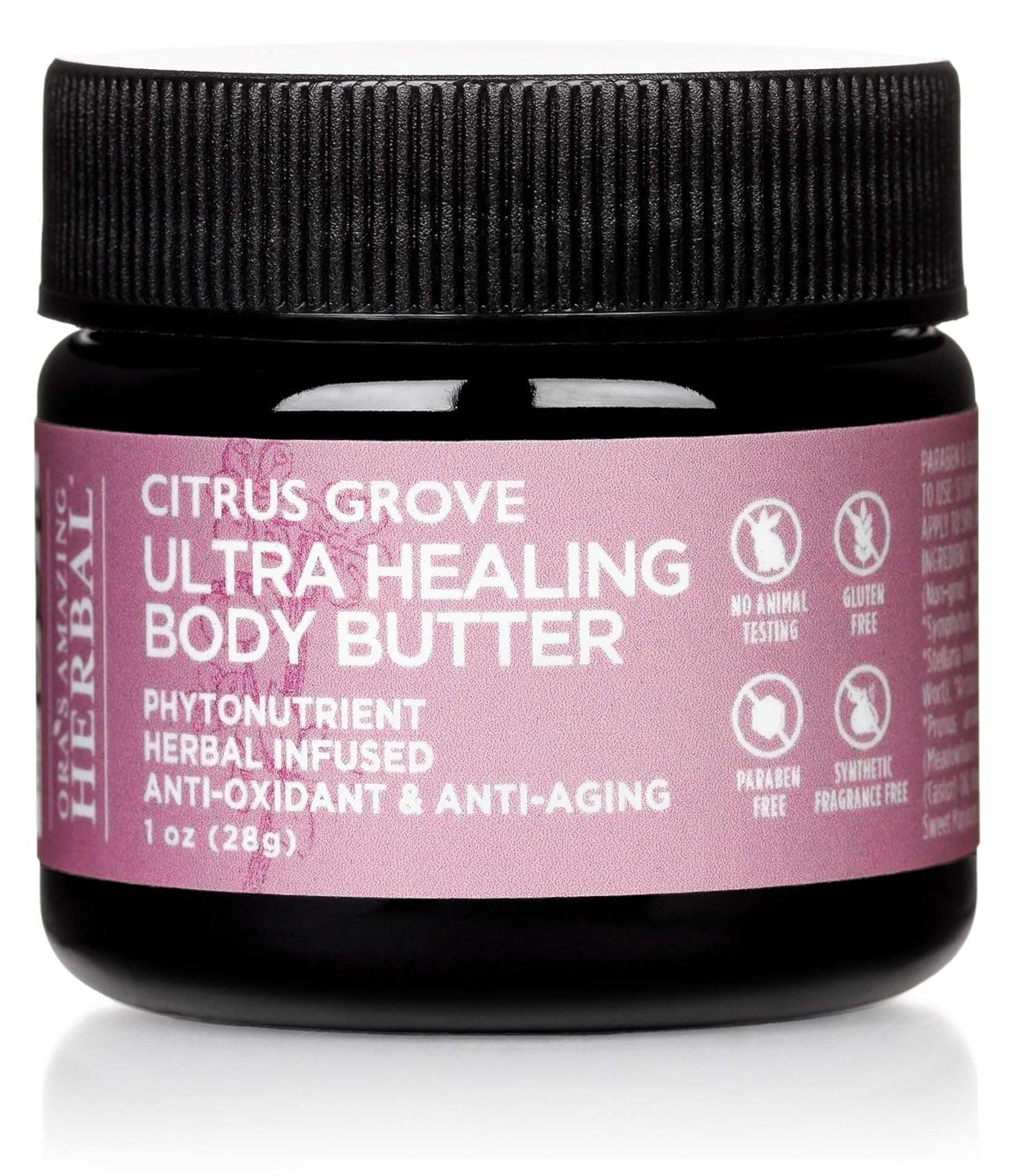 Ultra Healing Body Butter, Intensive Moisturizing Cream For Extremely Dry Skin, Virgin Plastic Free, Relaxing Marjoram & Bergamot Essential Oil, Cracked Skin Repair, Organic Shea Butter, Ora’s Amazing Herbal, 1 Oz mini Size, Citrus Grove