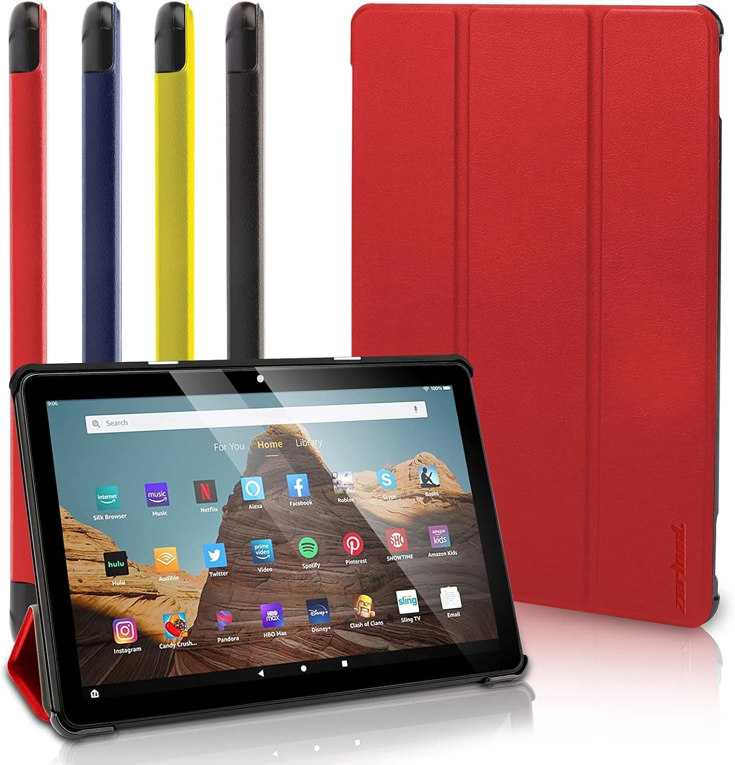 All-New Kindle Fire HD 10 Tablet Case, Fire HD 10 Plus Tablet Case (11th Generation, 2021 Release) - Ultra Light Slim Fit Protective Cover with Auto Wake/Sleep Red