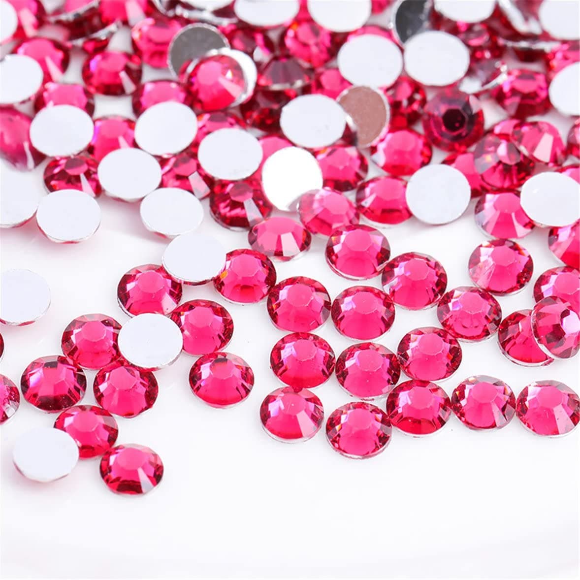 1500 Pieces SS16 4mm Flatback Rhinestones Clear Glasses Round Gems Crystals for Nail Art DIY Crafts Clothes Glitter Stones （Rose Red）