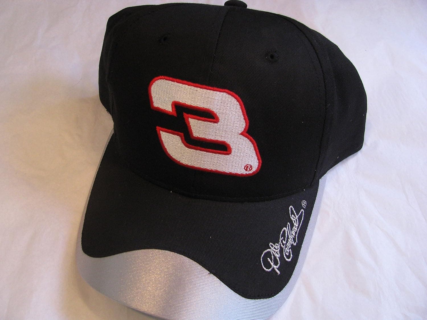 NASCAR Dale Earnhardt Sr #3 The Intimidator with #3 On Brow Black with Red & Silver Accents Hat Cap One Size Fits Most OSFM Winners Circle