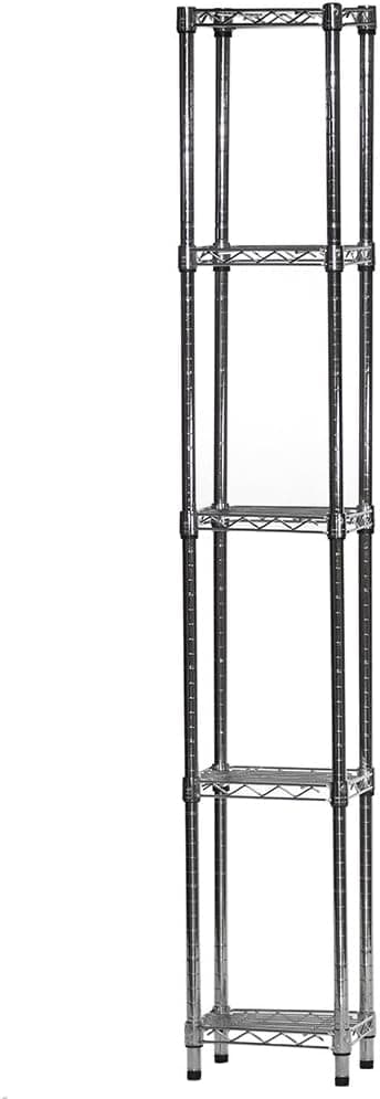 Shelving Inc. 8" d x 12" w x 96" h Chrome Wire Shelving with 5 Tier Shelves, Weight Capacity 800lbs Per Shelf