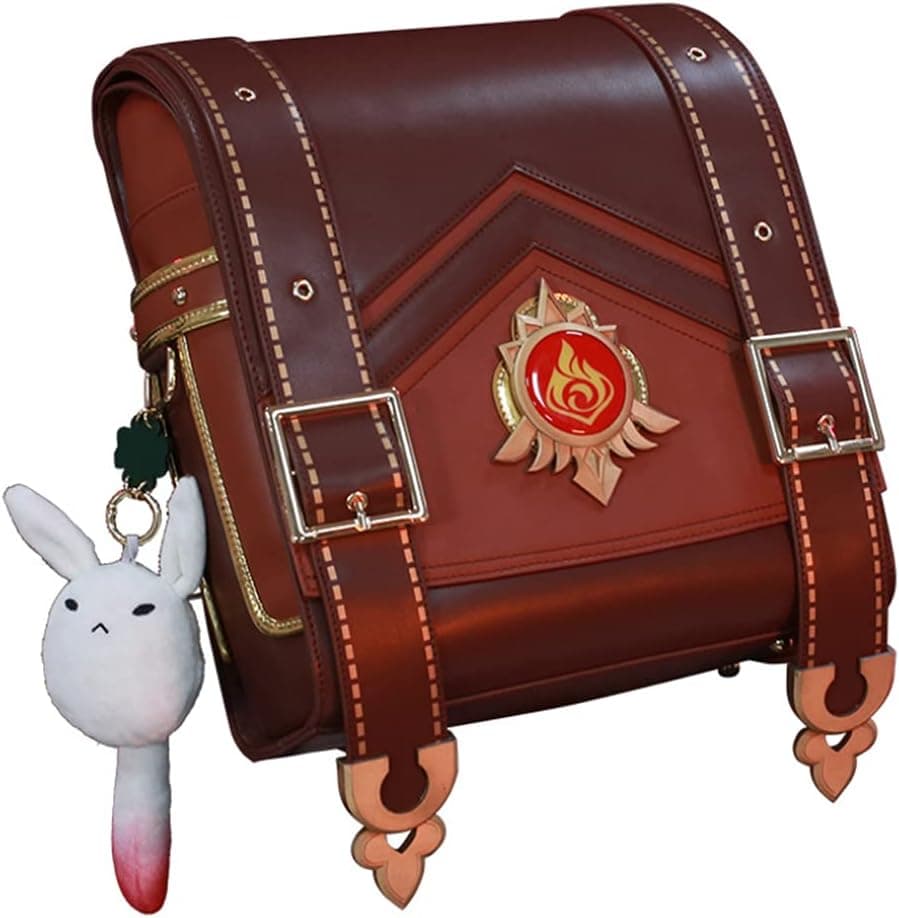 Haocoyee Genshin Impact Backpack Anime Klee Cosplay Bag Halloween Role Play Costume Accessories Props (One Size, Backpack+Doll)