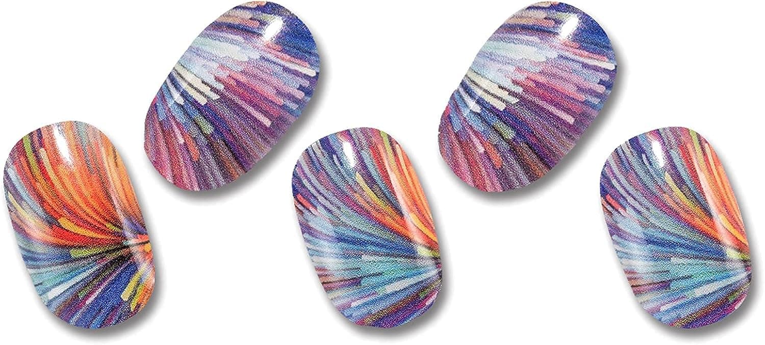 Bellaxixi Semi Cured Gel Nail Strips - 20 Stickers Full Cover Nail Wraps Nail Gel Polish Strips No Chip Gel Nail Stickers for Women(Dazzling Colorful)