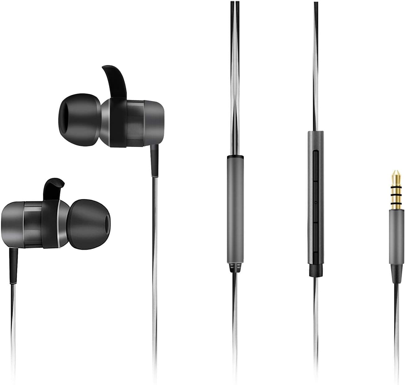 inOpera Audio Wired Sport Earbuds in-Ear Headphones Line-in Microphone Dynamic Crystal Clear Sound Earphones Noise Isolating Headset with 3.5mm Jack Durable Cable for Cell Phones (Titanium/Black)