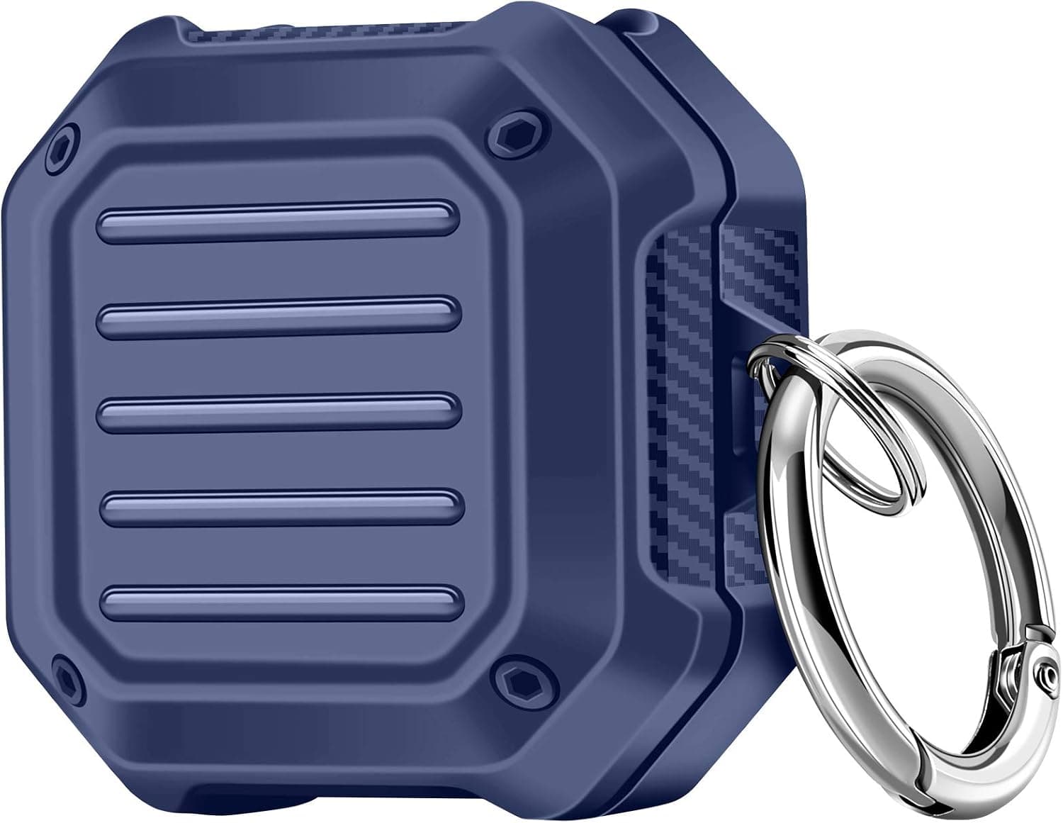 Maxjoy Galaxy Buds Live Case Cover Full Protection TPU Earbud Protective Case Compatible for Samsung Galaxy Buds Live Earbuds Charging Case with Carabiner Led Visible (Navy Blue)