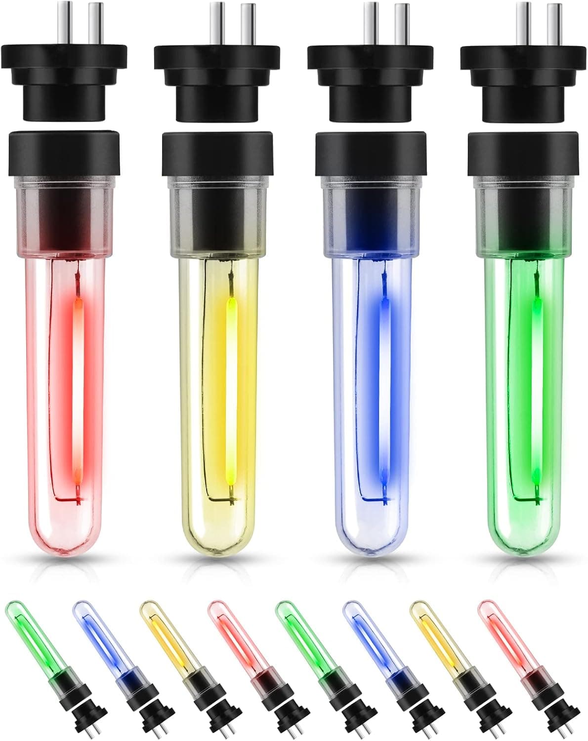 DGE S14 Outdoor Color 8 Pack Replacement String Light Bulbs 1.5 Watt LED Color Replacement Light Bulb, Shatter-Proof and Waterproof IP65.