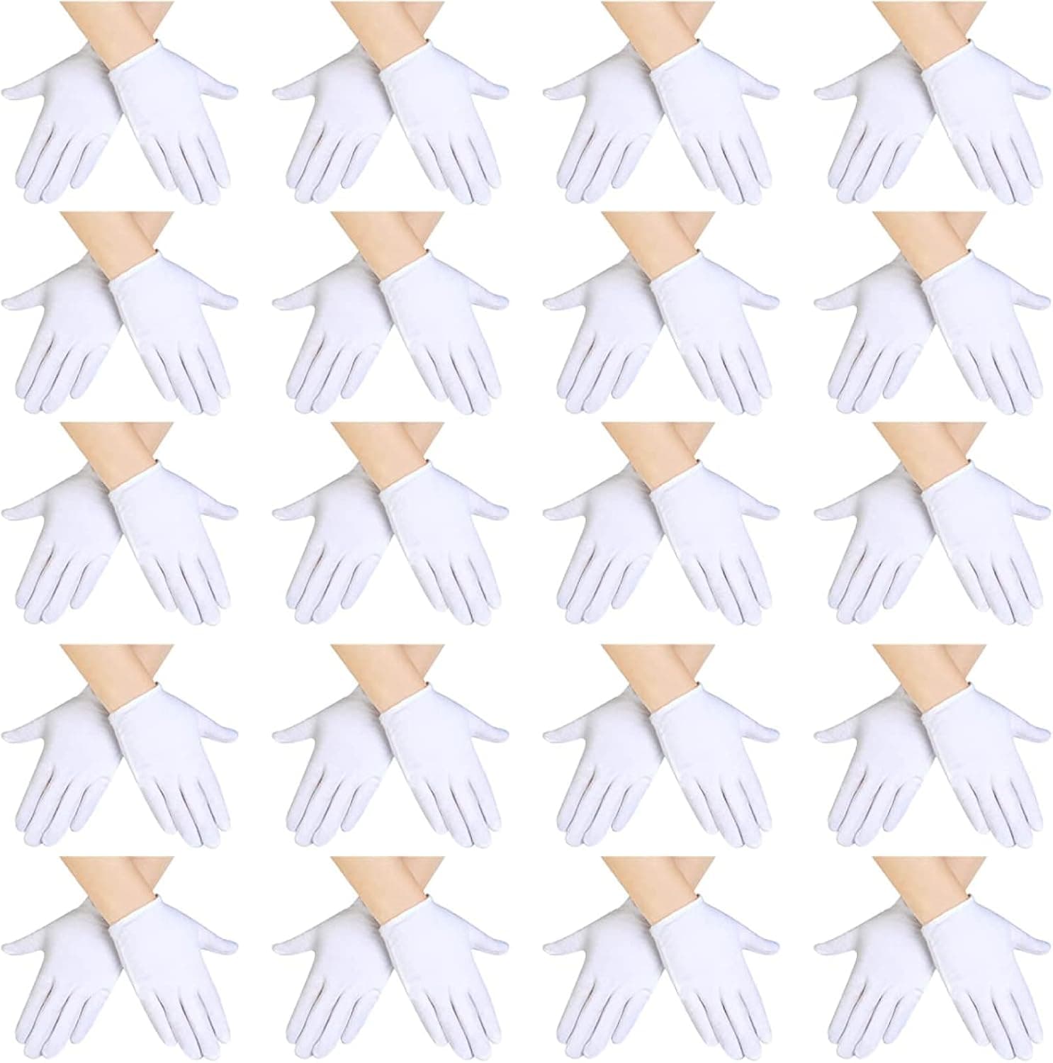 SATINIOR 20 Pairs White Gloves Kids Cosplay Costume White Cotton Gloves Girls Boys Wrist Formal Gloves for Halloween Party