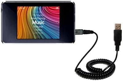 Gomadic Coiled Power Hot Sync USB Cable for The iRiver Clix 2 (Clix2 / U20) with Both Data and Charge Features - Uses TipExchange Technology