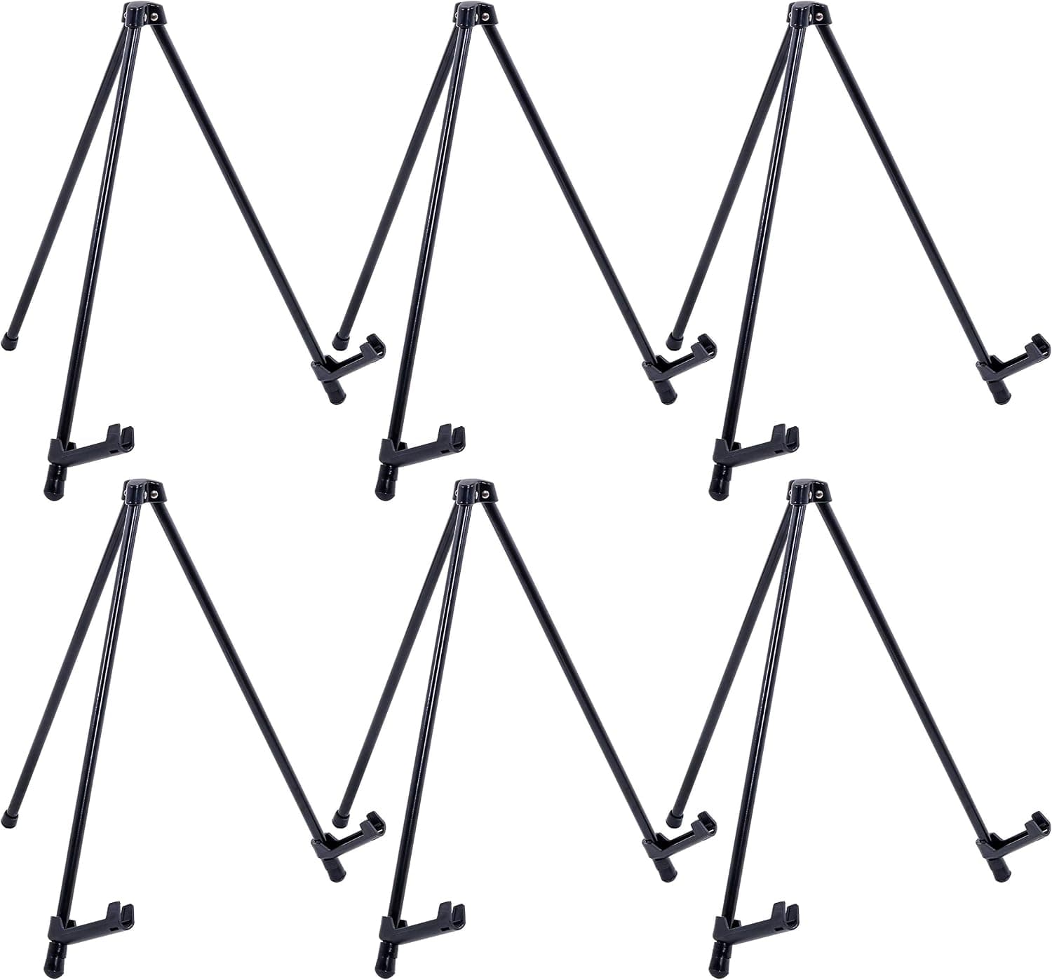 U.S. Art Supply 14" High Exhibitor Black Steel Tabletop Instant Display Easel (Pack of 6 Easels) - Small Portable Tripod Stand, Adjustable Holders - Display Paintings, Pictures, Signs, Holds 5 lbs