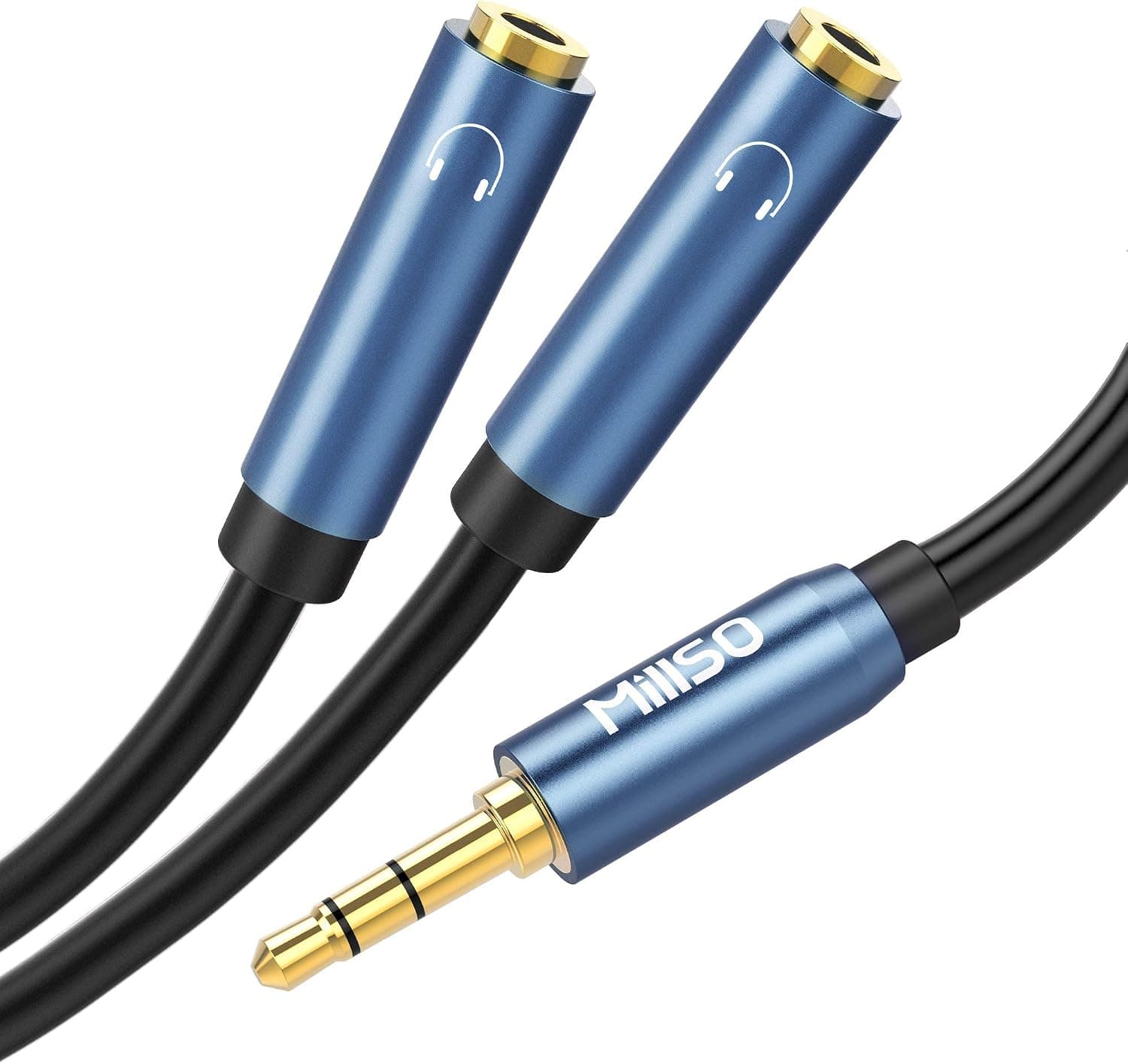 3.5 mm Splitter, MillSO TRS 3.5mm Headphone Splitter Y Jack Audio Splitter, 3-Pole Gold Plated Male to Dual Female Compatible for Earphones, Speakers, Mobile Phones -30CM/11.8 inch