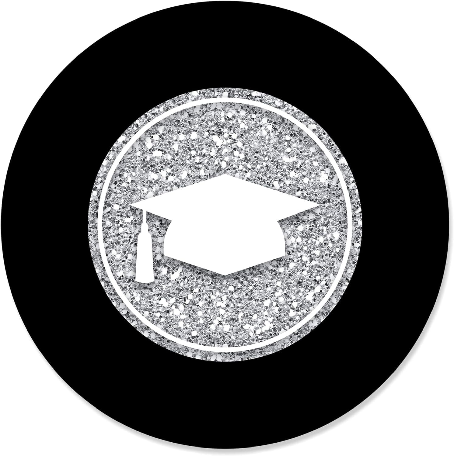Big Dot of Happiness Silver Tassel Worth The Hassle - Graduation Party Circle Stickers - 24 Count