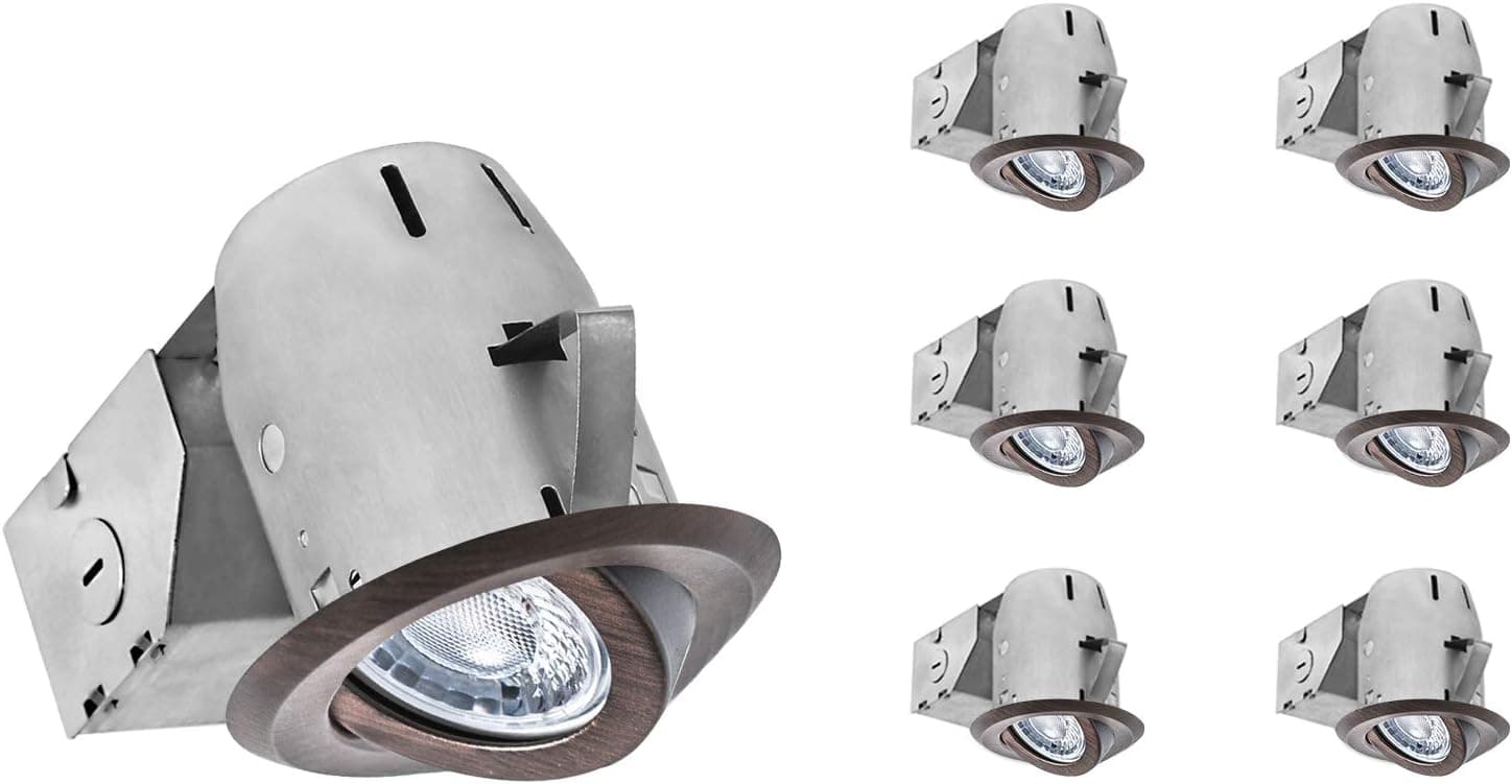 Nadair 6 Pack 3 inch LED Swivel Dimmable Downlight Spotlight Recessed Light Energy Star Complete Kit Contractor's Deal, 6 x LED Gu10 550 Lumens Lightbulb (50W Equivalent), ORB, IC Rated