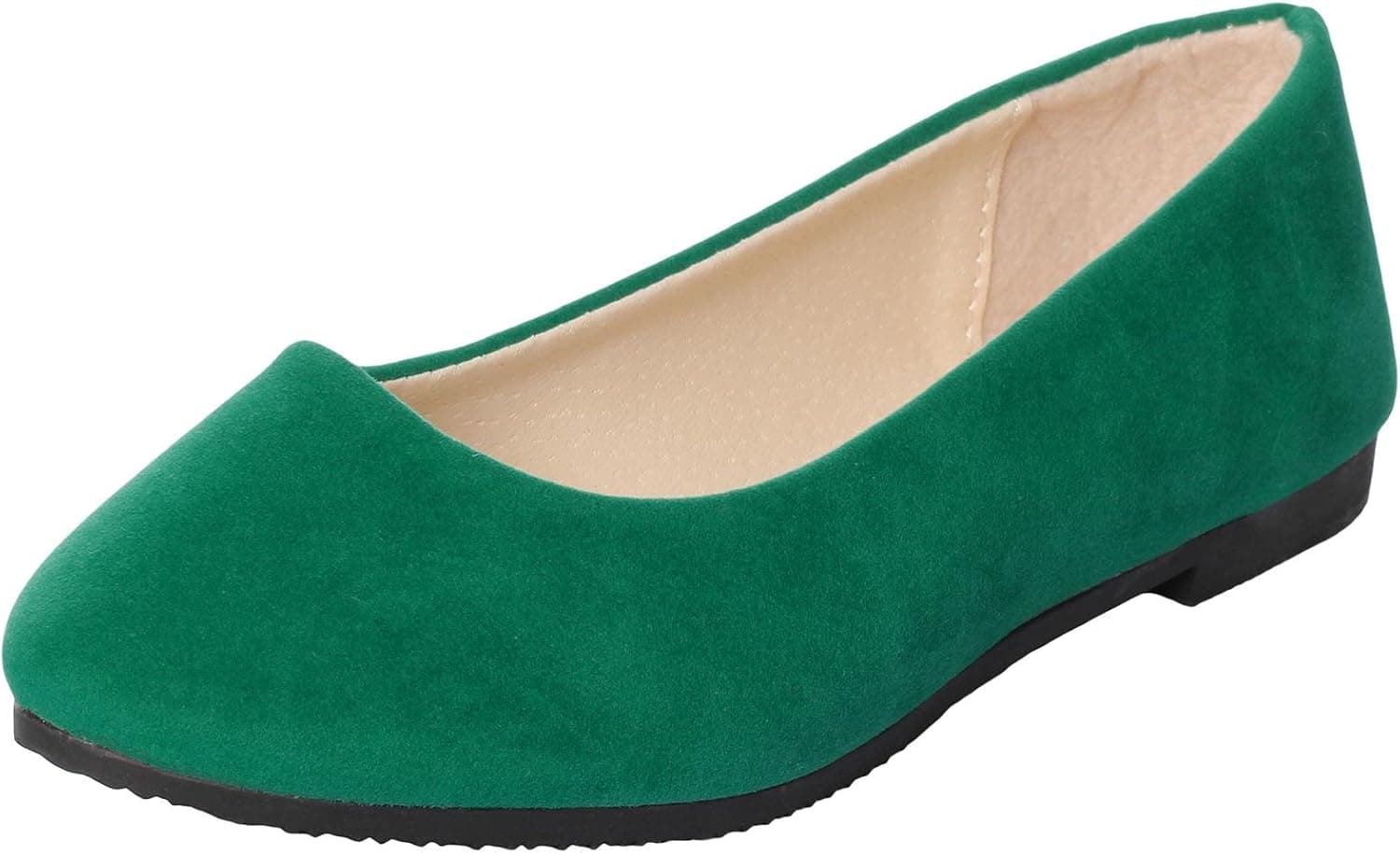 UJoowalk Women's Solid Color Pointed Toe Ballet Flats