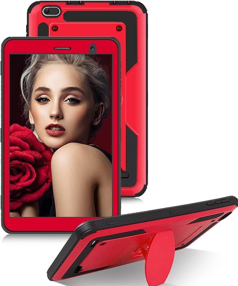 SOATUTO for Gateway Tab 8" Case FOXXD T8 Sunshine T1 Elite Tablet Case Shockproof Rugged Hybrid Case with Stand for BLU M8L 2022 M0220WW/TECLAST P80H P80X Mix/VUCATIMES N8/Qlink Scepter 8 inch (Red)