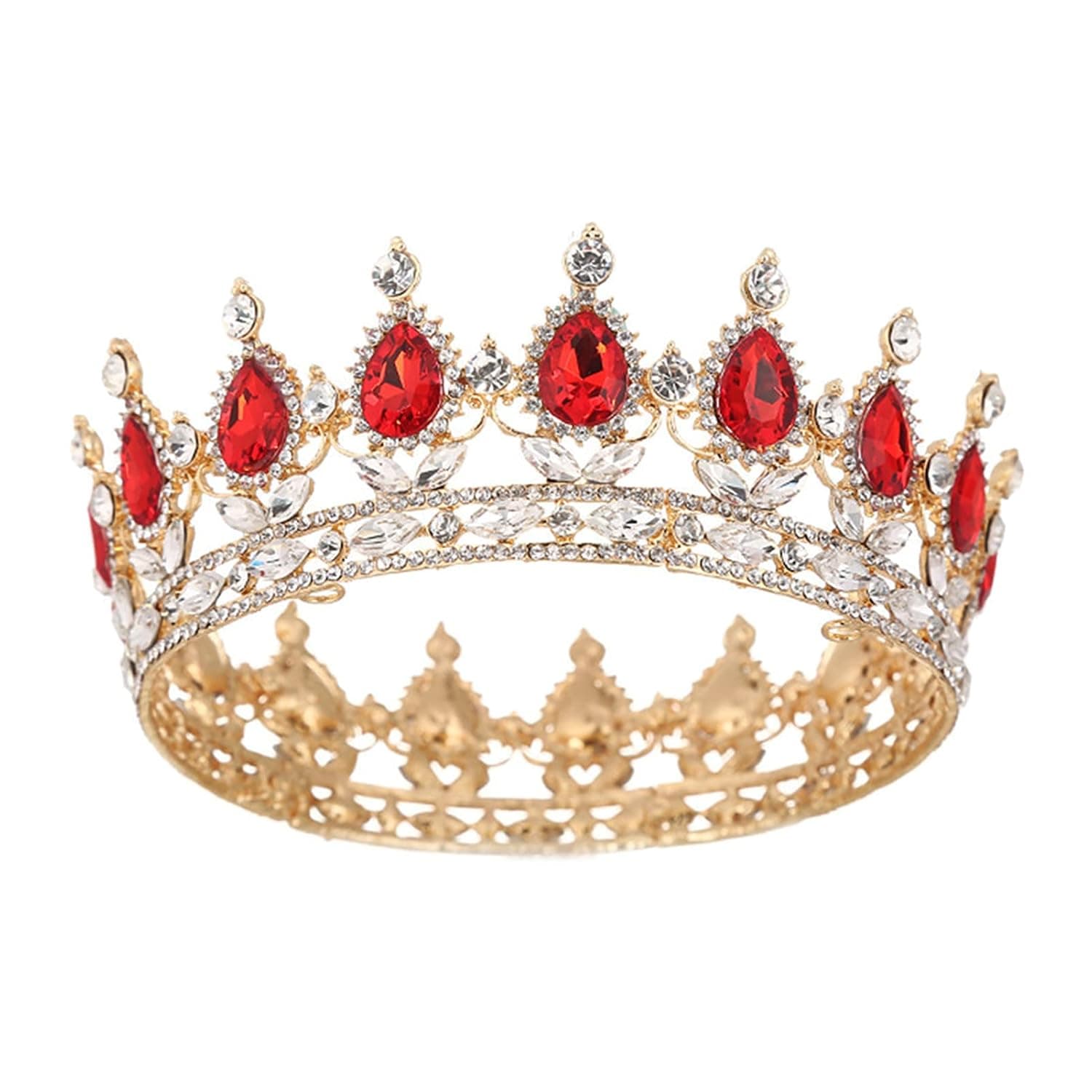SSNUOY Birthday Crown for Women Cake Topper Red Rhinestone Crown Queen Tiara