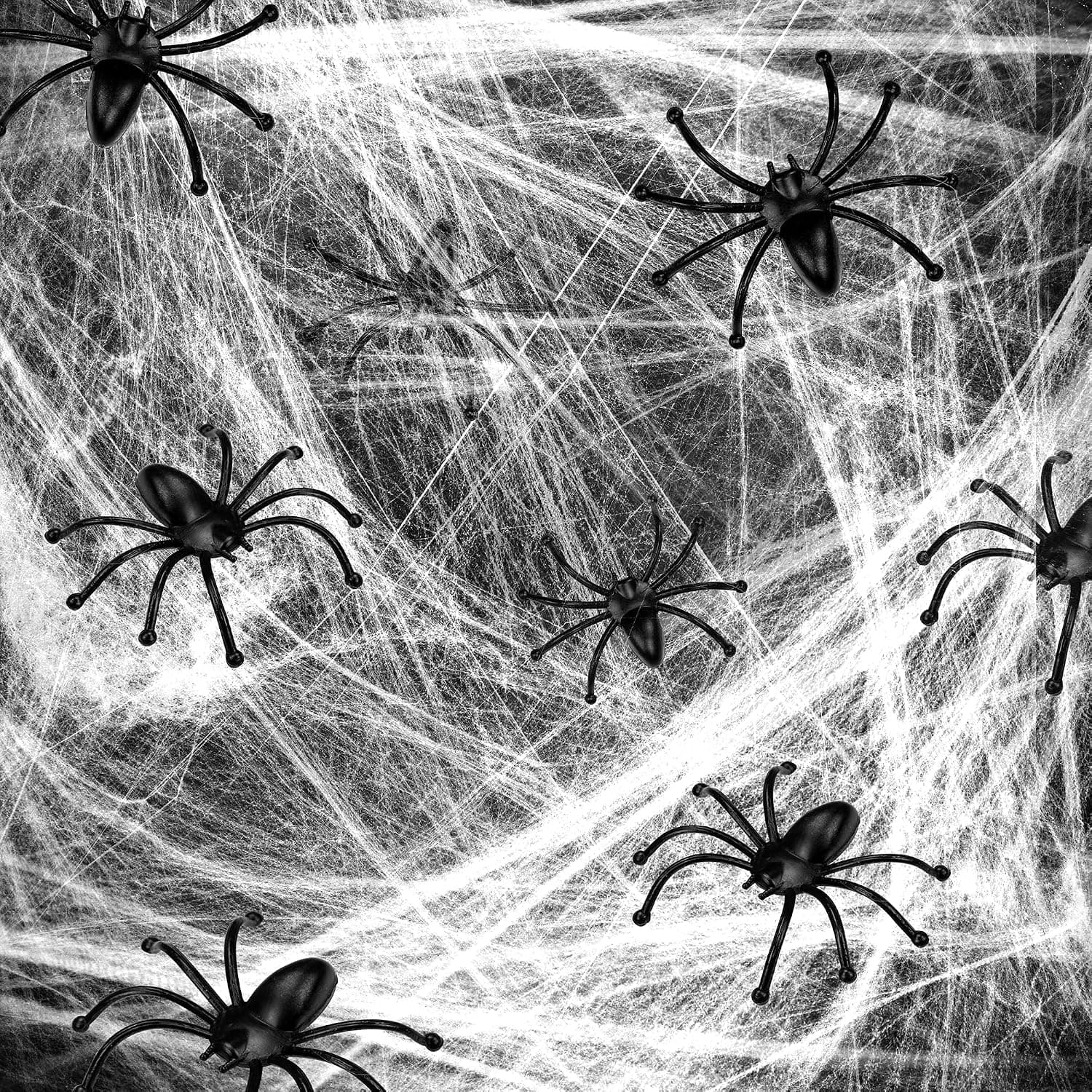 Sumille Spider Webs Halloween Decorations Super Stretch Cobwebs Halloween with 80Pcs Spiders for Halloween Indoor and Outdoor Decors, 11.3 oz 850 sq ft