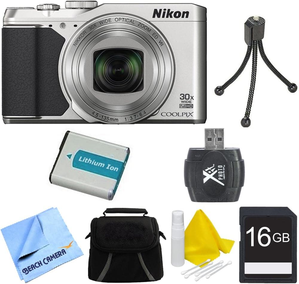 Nikon COOLPIX S9900 16MP HD 1080p 30x Opt Zoom Digital Camera - Silver with Super Bundle