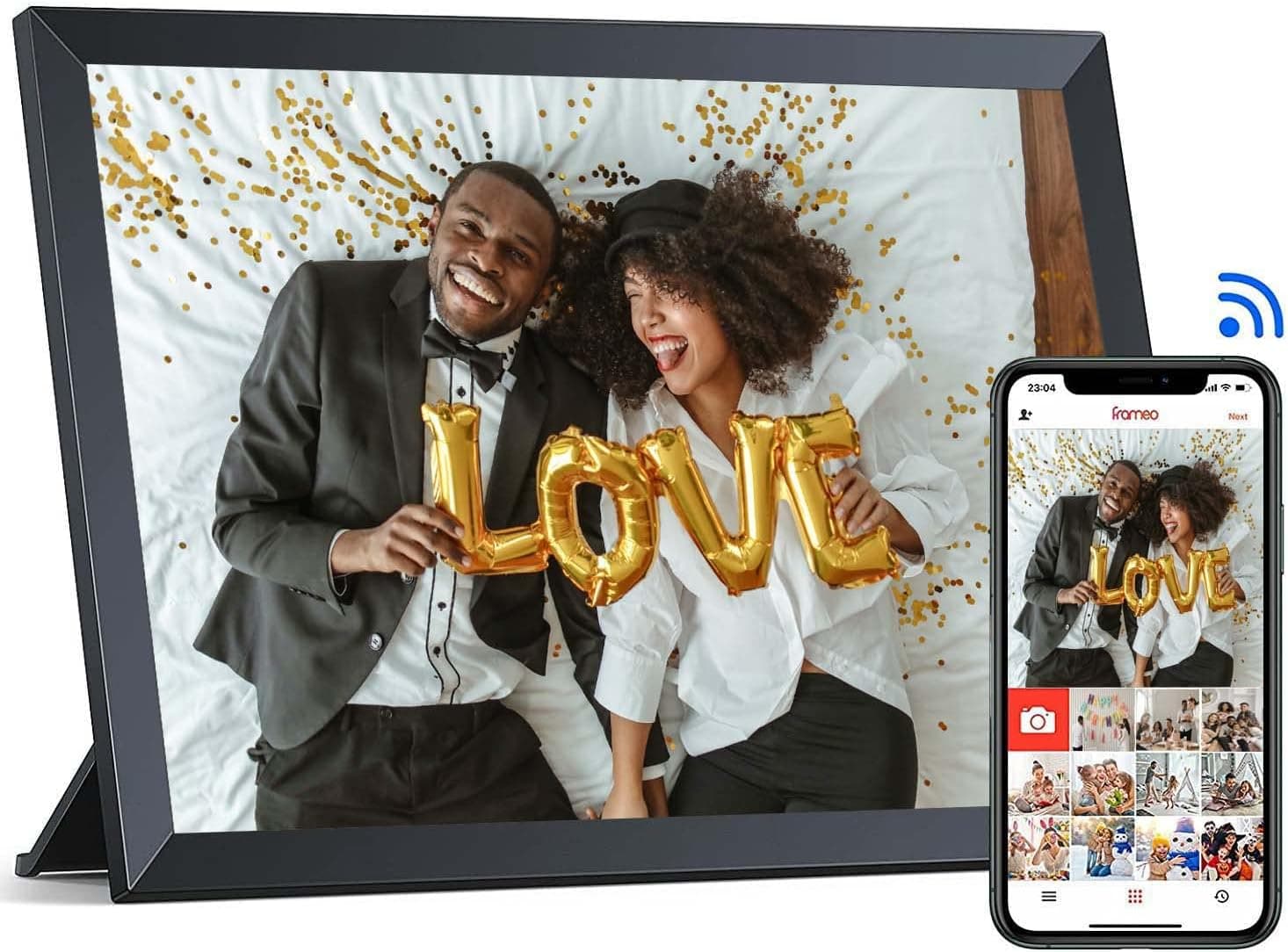 Digital Picture Frame 10.1 Inch WiFi Digital Photo Frame with IPS Touch Screen Built-in 16GB Storage Photo Share Easy Setup to Share Photos via Free App Frameo-Ideal Gift Choice