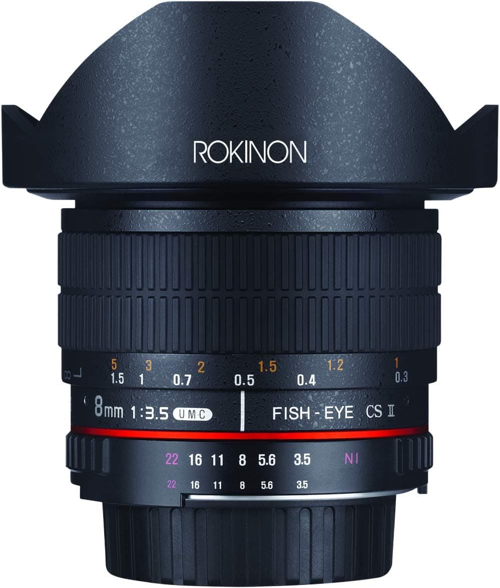 Rokinon 8mm f3.5 AS IF MC CSII DH Fisheye Lens with Removable Hood for Olympus and Panasonic Micro 4/3 (MFT) Mount Digital Cameras (HD8M-MFT)
