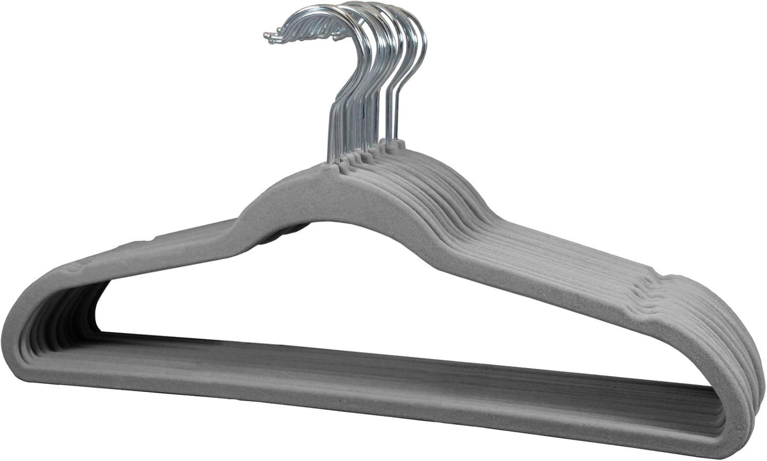 Signature Home Ultra Thin Non-Slip Multi Purpose Space Saver Velvet Hangers, Set of 12, Stormy Gray