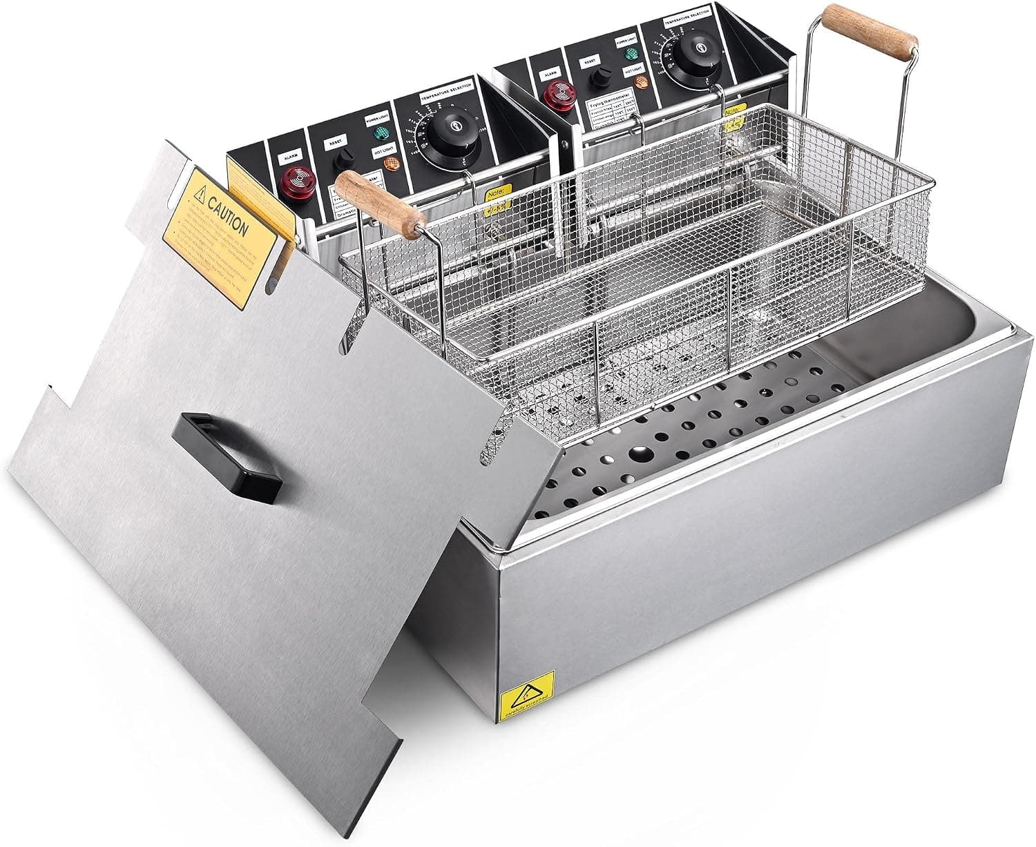 WeChef 20L 5000W Commercial Electric Deep Fryer Countertop Stainless Steel Large Single Tank Basket Fish Fry Snack Stand